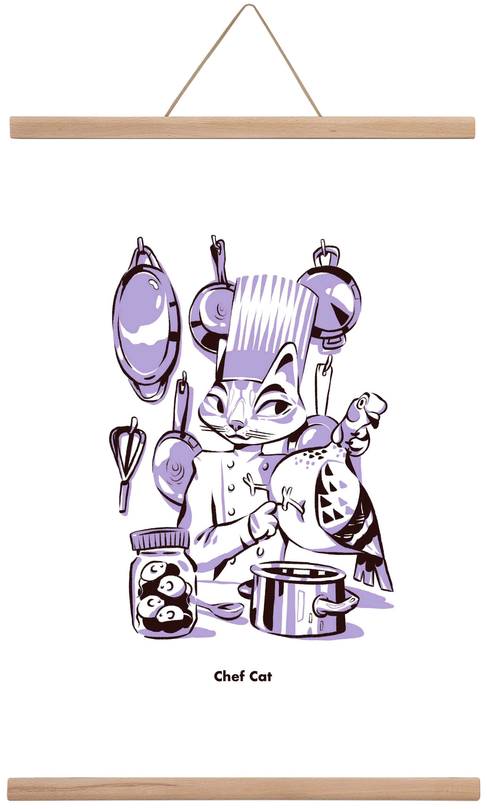 Chef Cat, 40x60 cm (40x60 cm), Tölgy akasztó