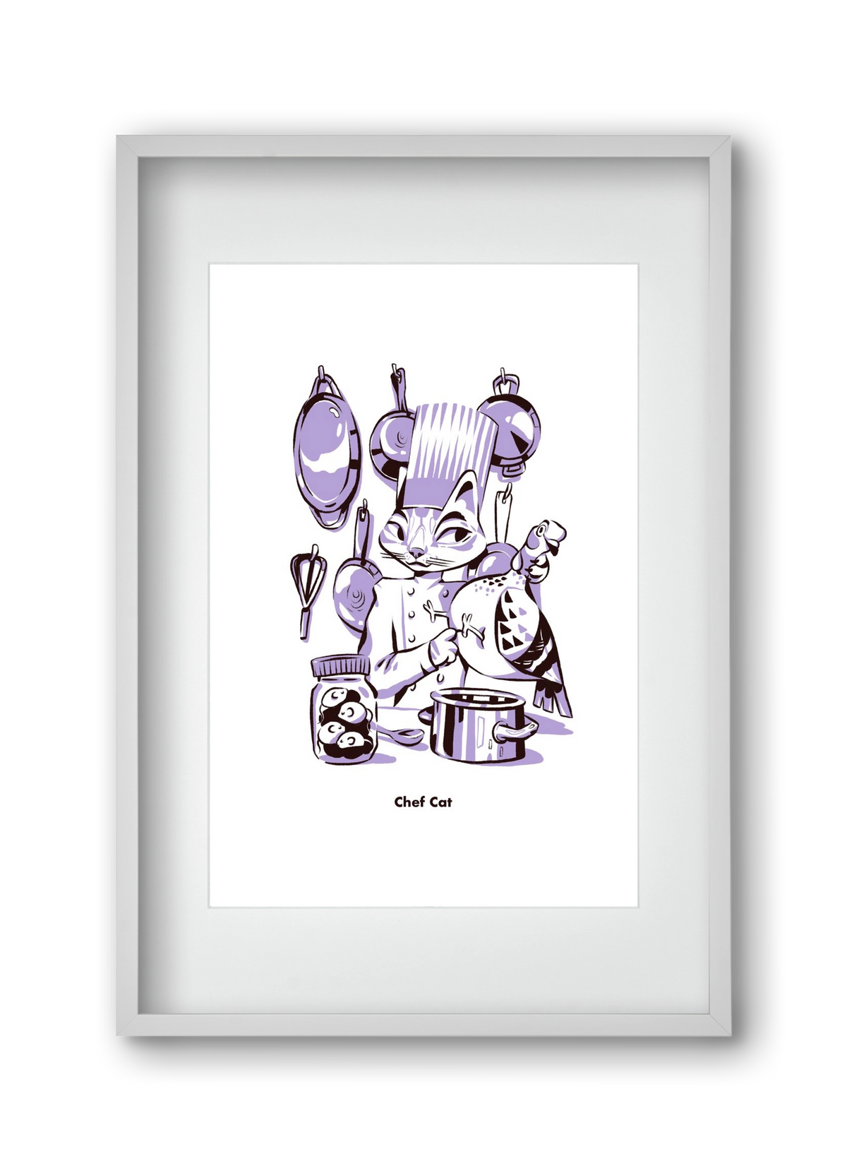 Chef Cat, 30x45 cm (20x30 cm), Fehér keret, paszpartuval