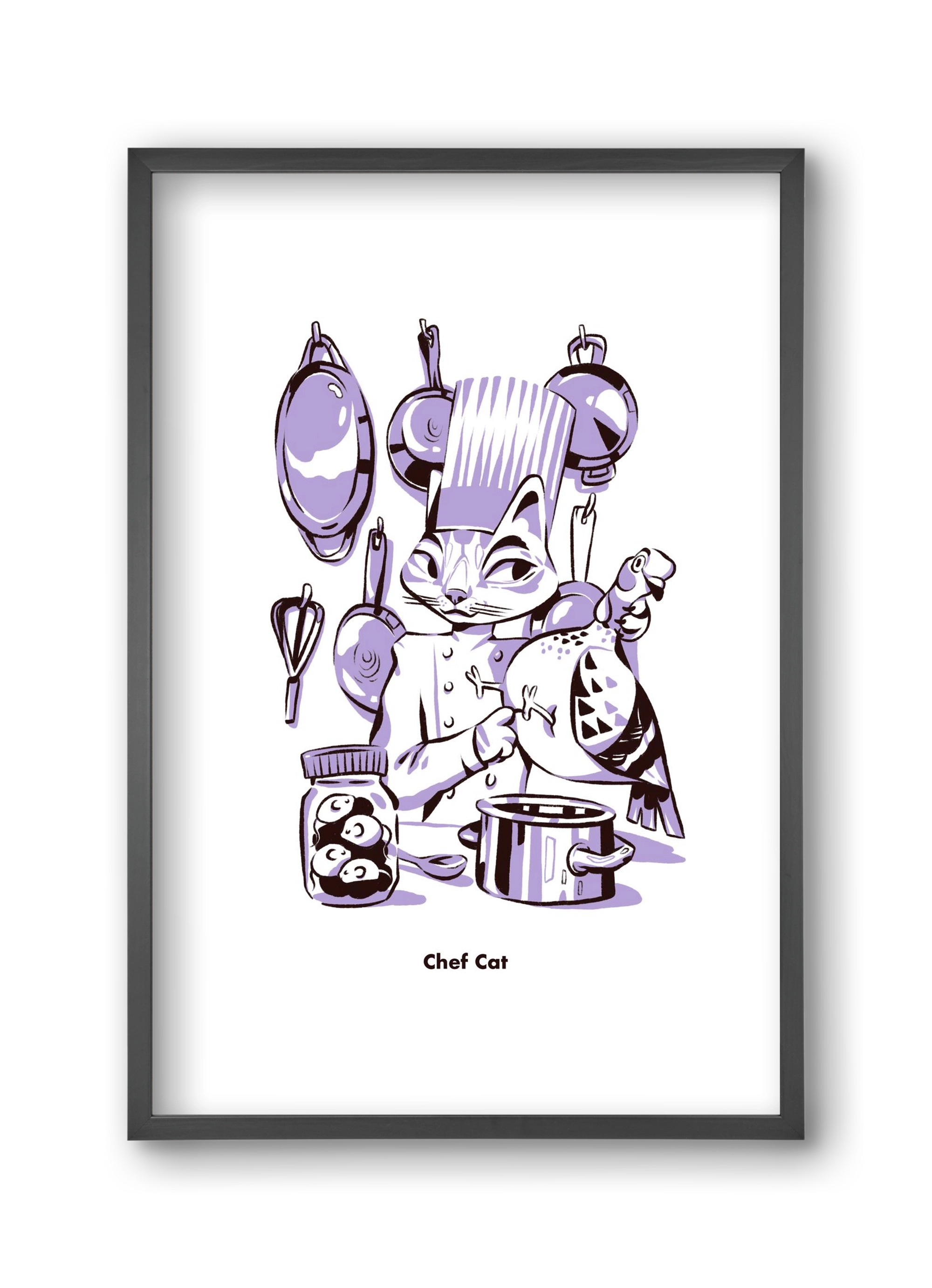 Chef Cat, 30x45 cm (30x45 cm), Fekete keret