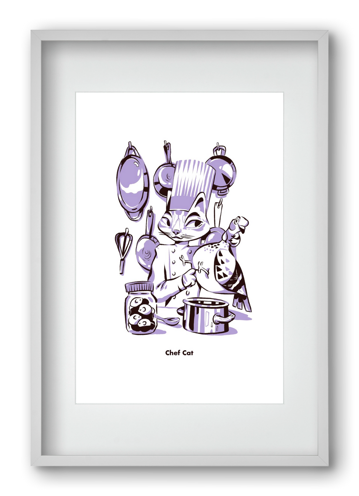 Chef Cat, 40x60 cm (30x45 cm), Fehér keret, paszpartuval