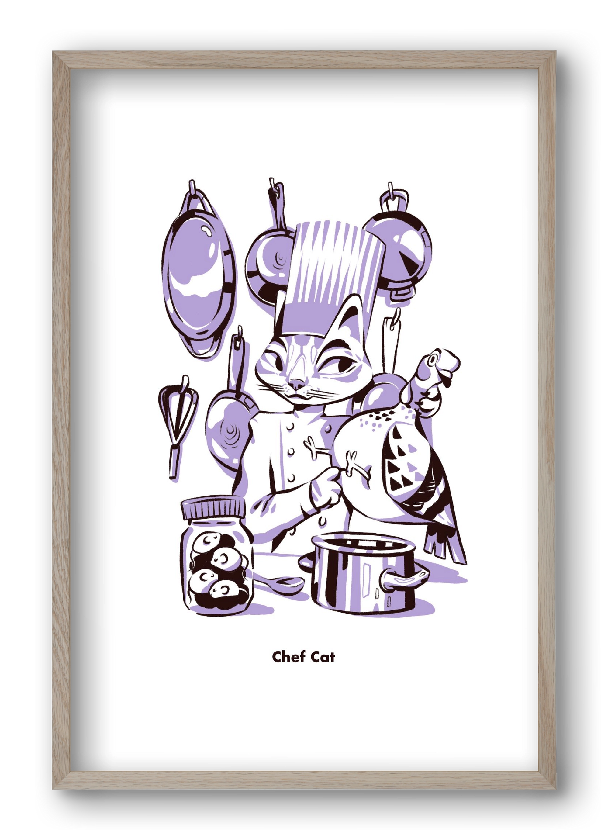 Chef Cat, 40x60 cm (40x60 cm), Tölgy keret