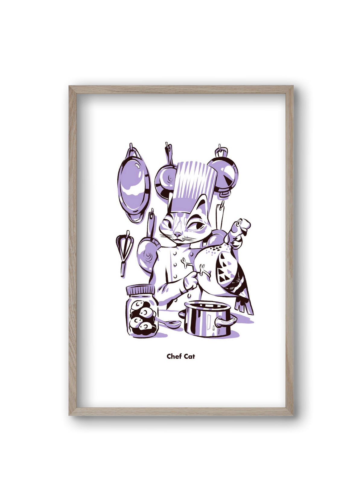 Chef Cat, 20x30 cm (20x30 cm), Tölgy keret