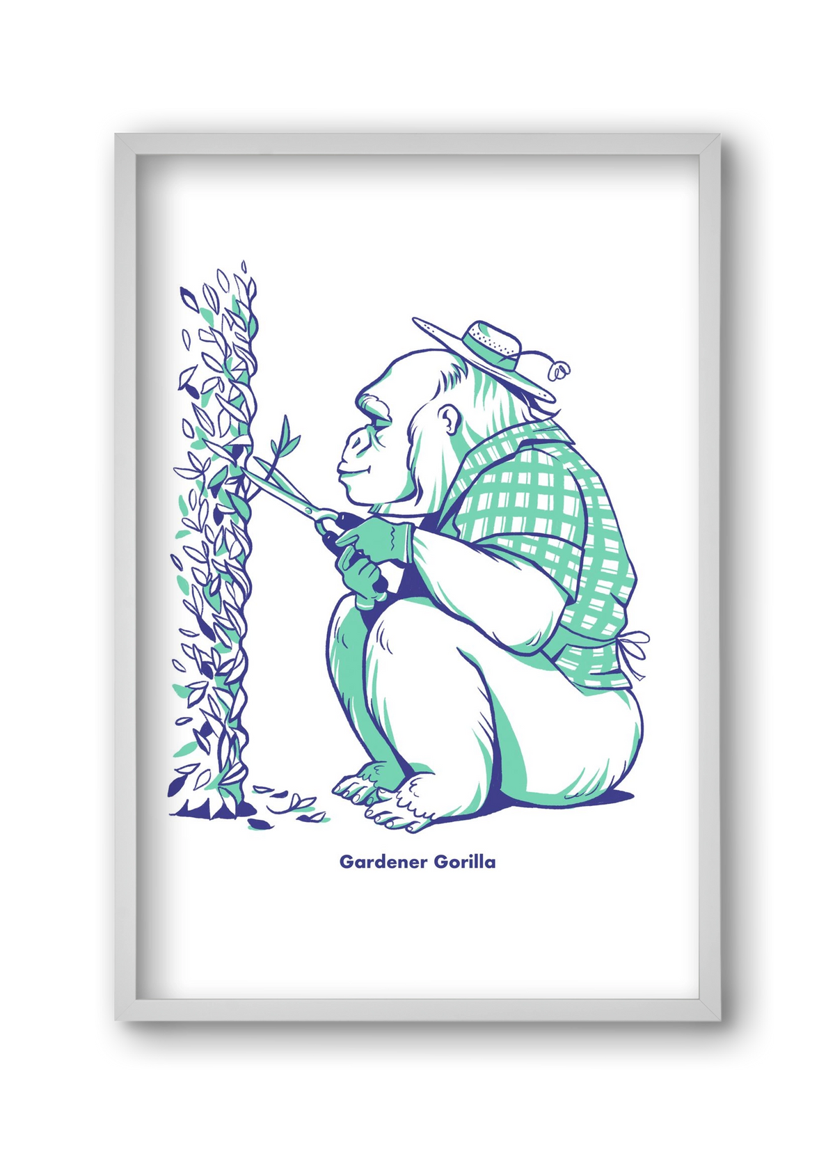 Gardener Gorilla, 30x45 cm (30x45 cm), Fehér keret