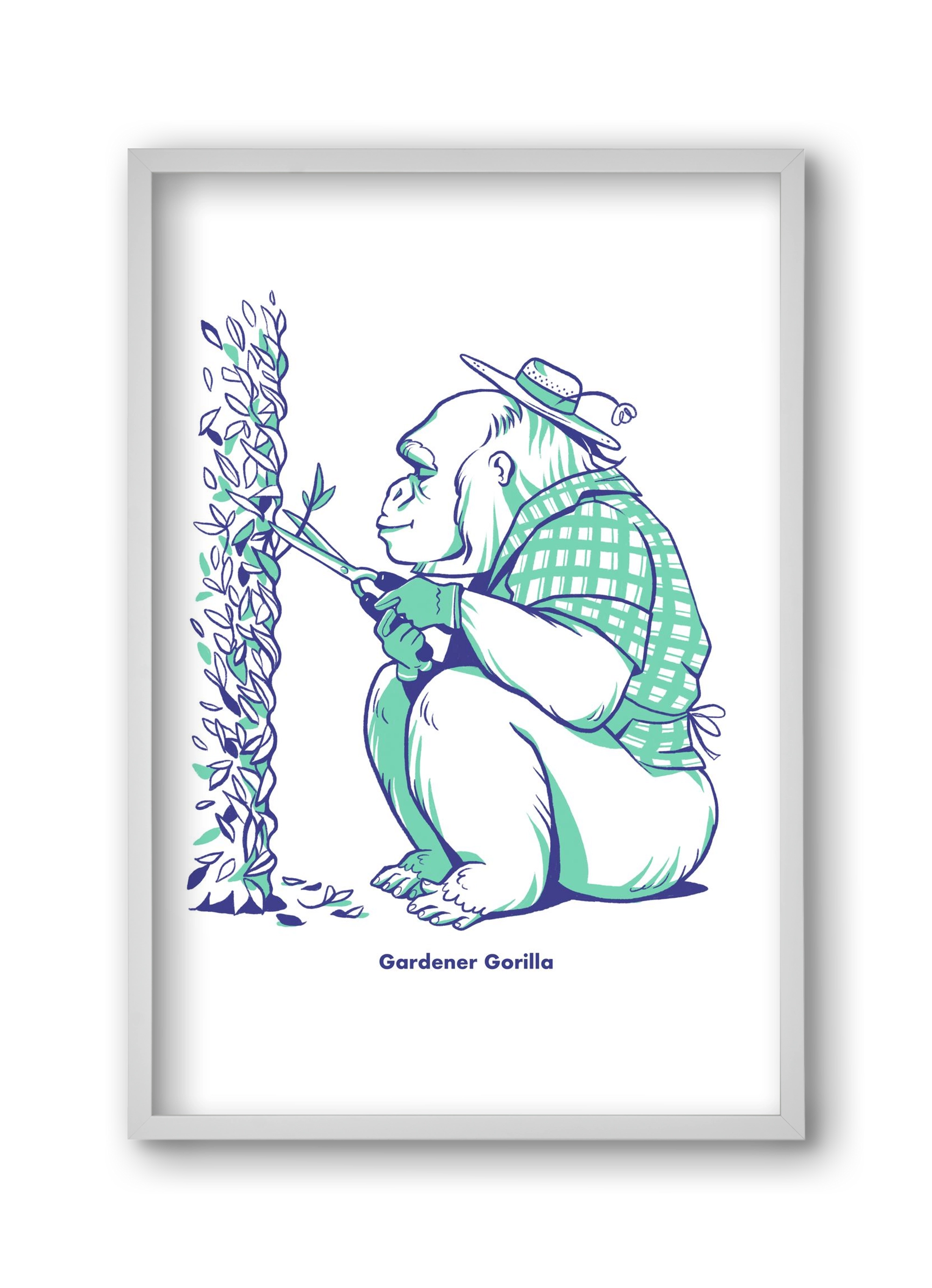Gardener Gorilla, 30x45 cm (30x45 cm), Fehér keret