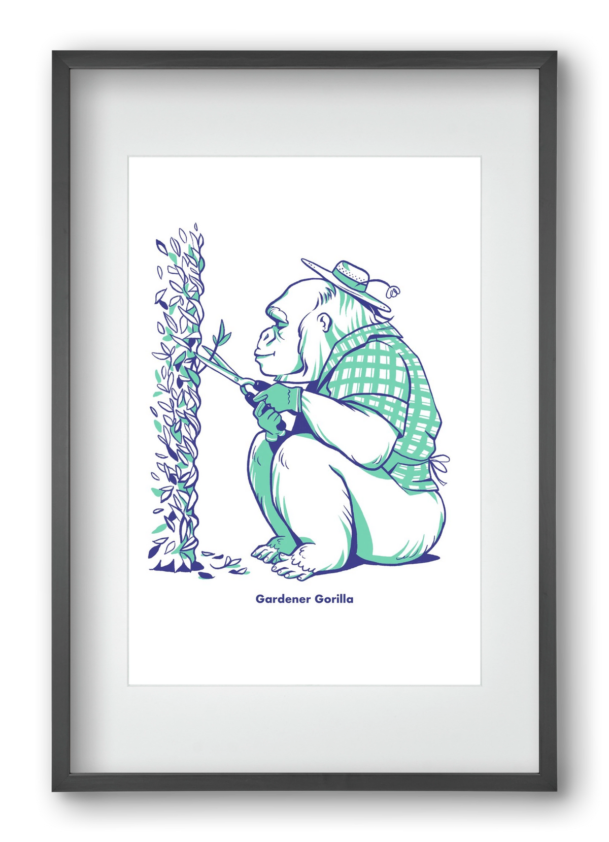 Gardener Gorilla, 40x60 cm (30x45 cm), Fekete keret, paszpartuval