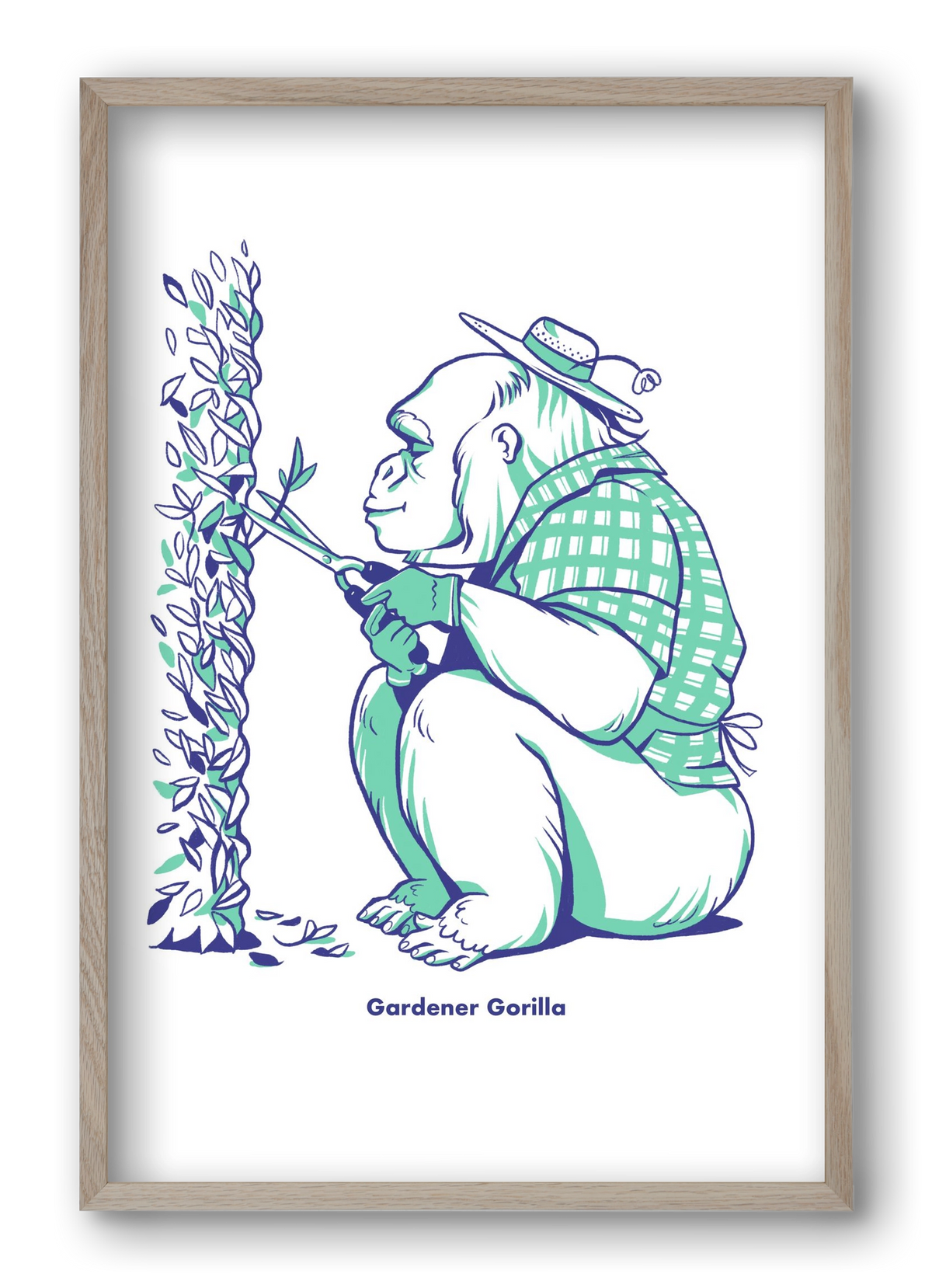 Gardener Gorilla, 40x60 cm (40x60 cm), Tölgy keret