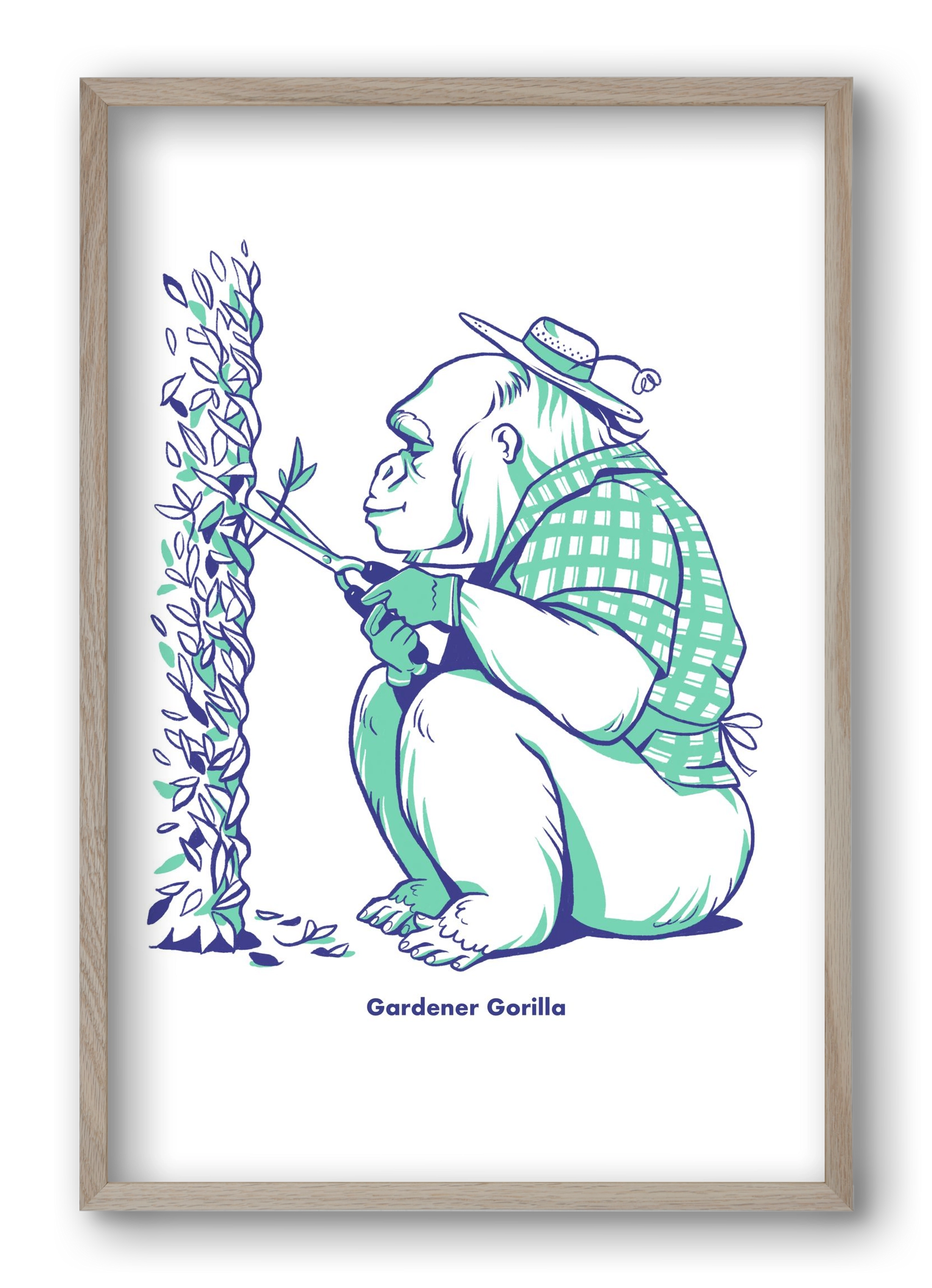 Gardener Gorilla, 40x60 cm (40x60 cm), Tölgy keret