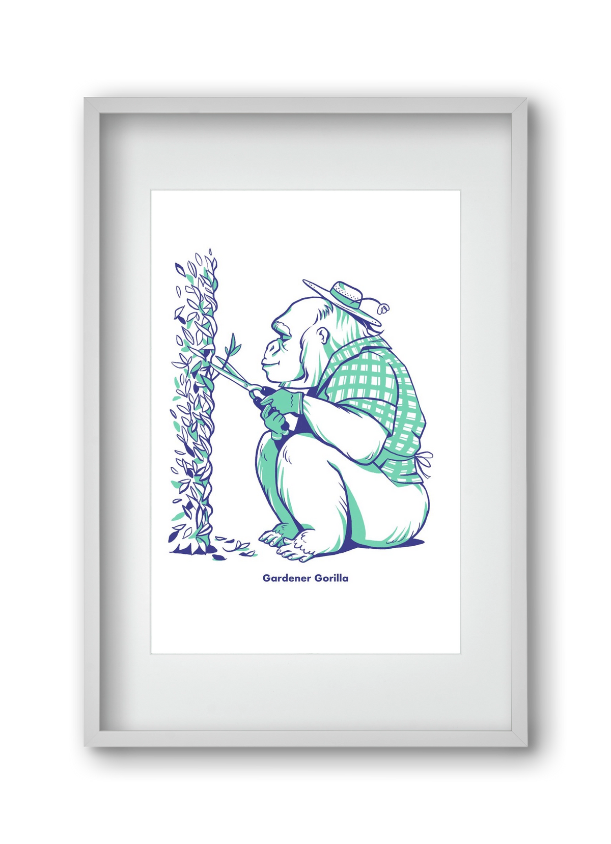 Gardener Gorilla, 30x45 cm (20x30 cm), Fehér keret, paszpartuval