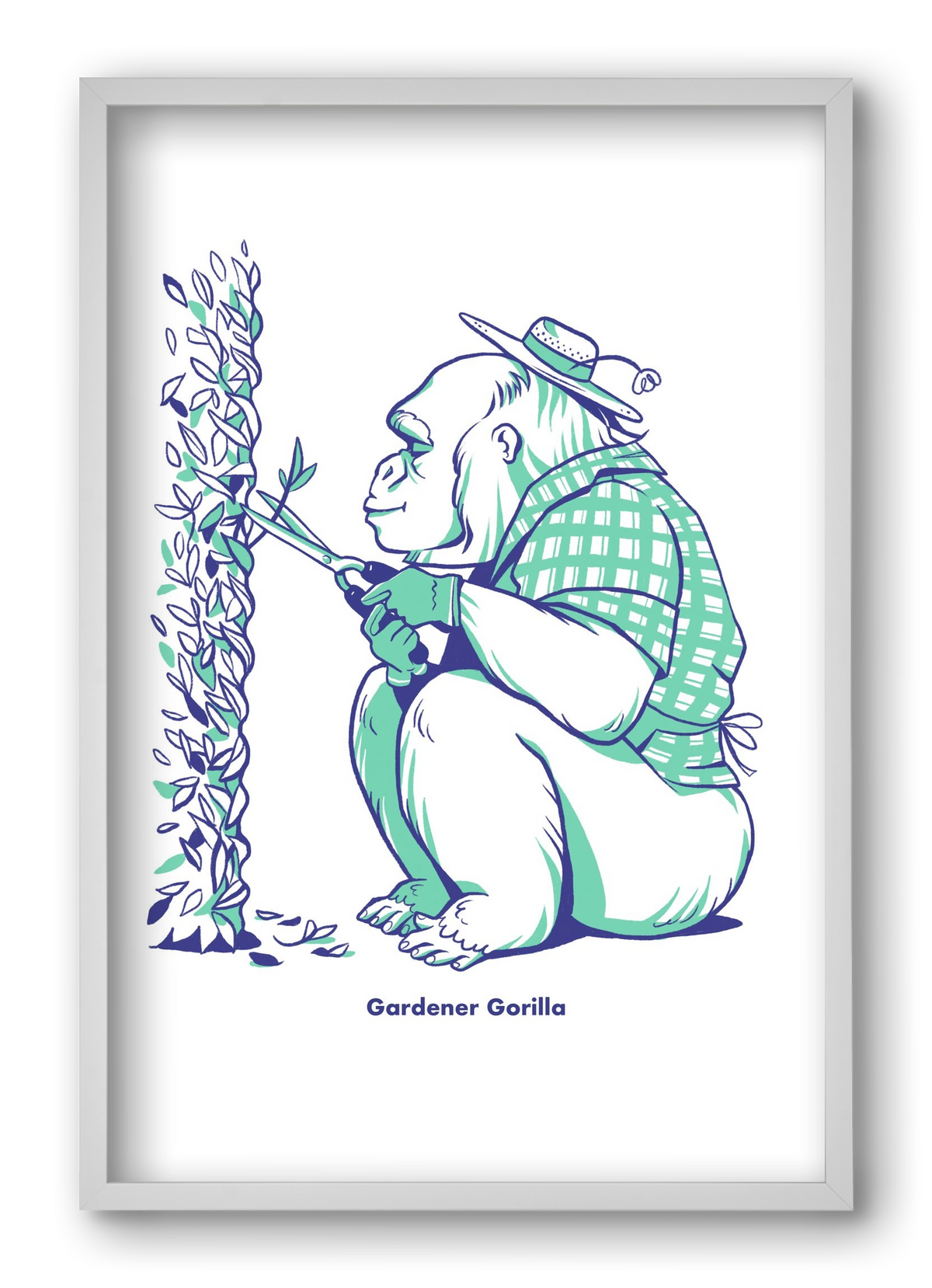 Gardener Gorilla, 40x60 cm (40x60 cm), Fehér keret