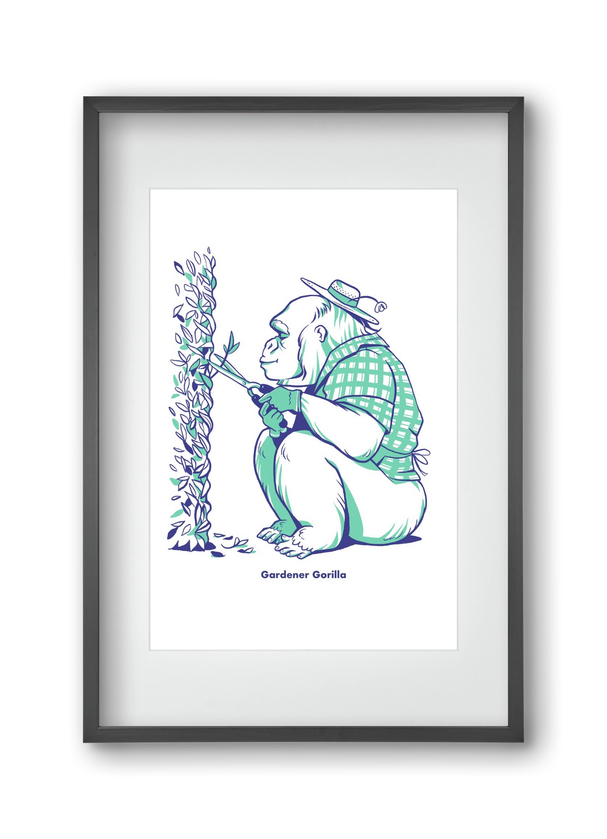 Gardener Gorilla, 30x45 cm (20x30 cm), Fekete keret, paszpartuval