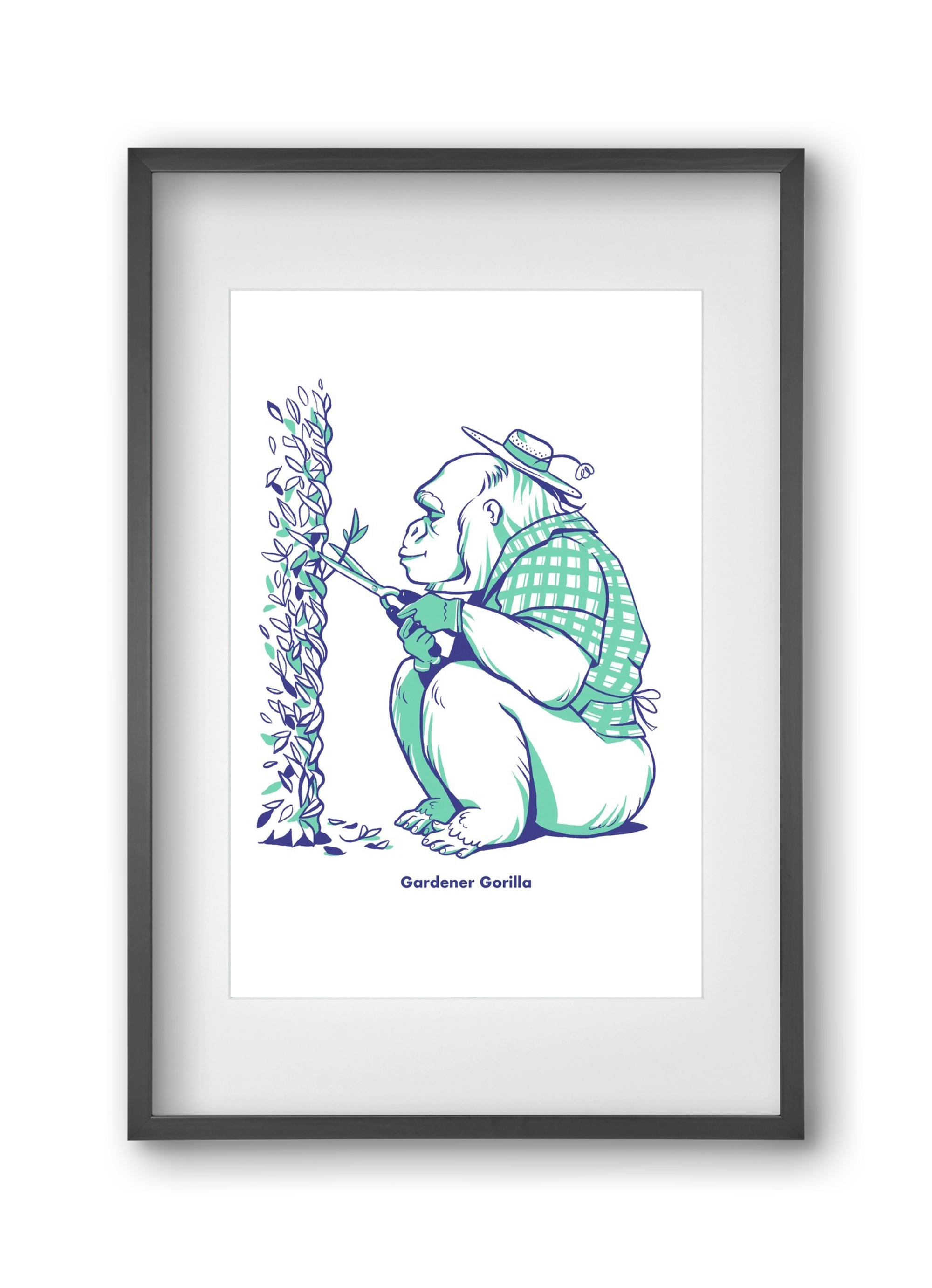 Gardener Gorilla, 30x45 cm (20x30 cm), Fekete keret, paszpartuval