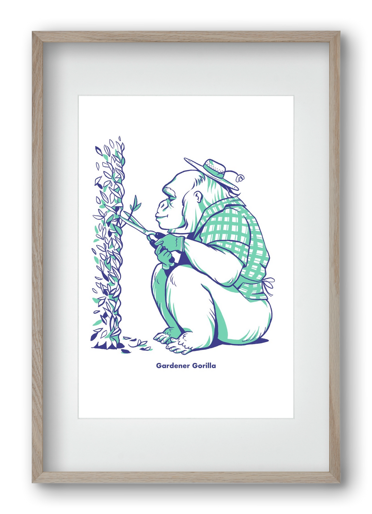 Gardener Gorilla, 40x60 cm (30x45 cm), Tölgy keret, paszpartuval