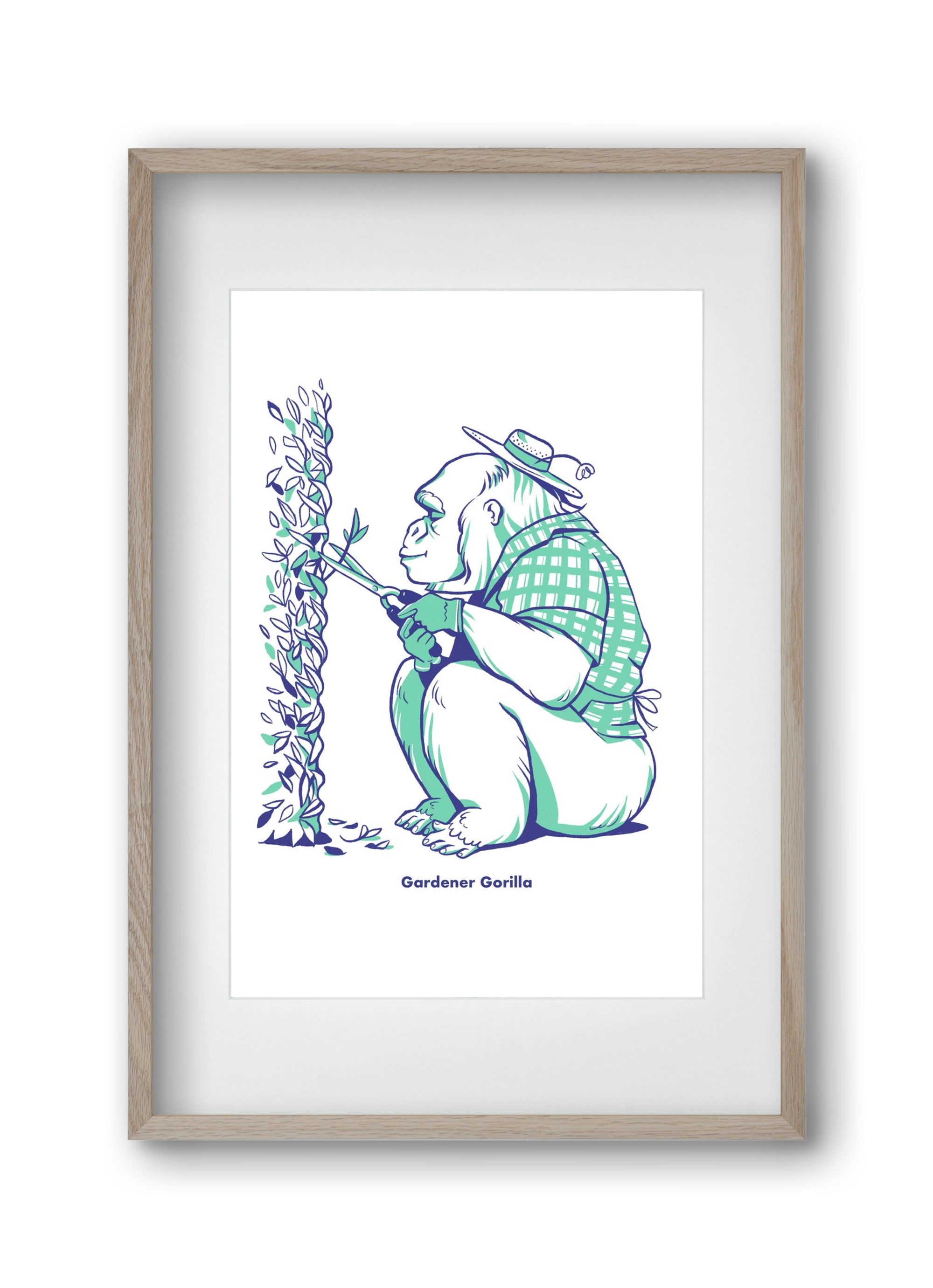 Gardener Gorilla, 30x45 cm (20x30 cm), Tölgy keret, paszpartuval