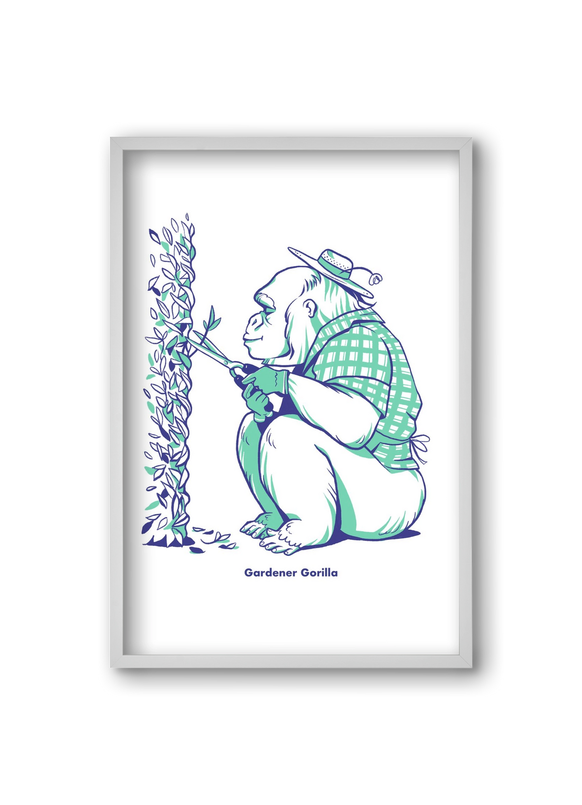 Gardener Gorilla, 20x30 cm (20x30 cm), Fehér keret