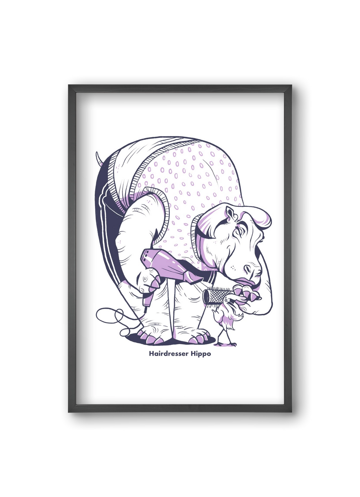 Hairdresser Hippo, 20x30 cm (20x30 cm), Fekete keret