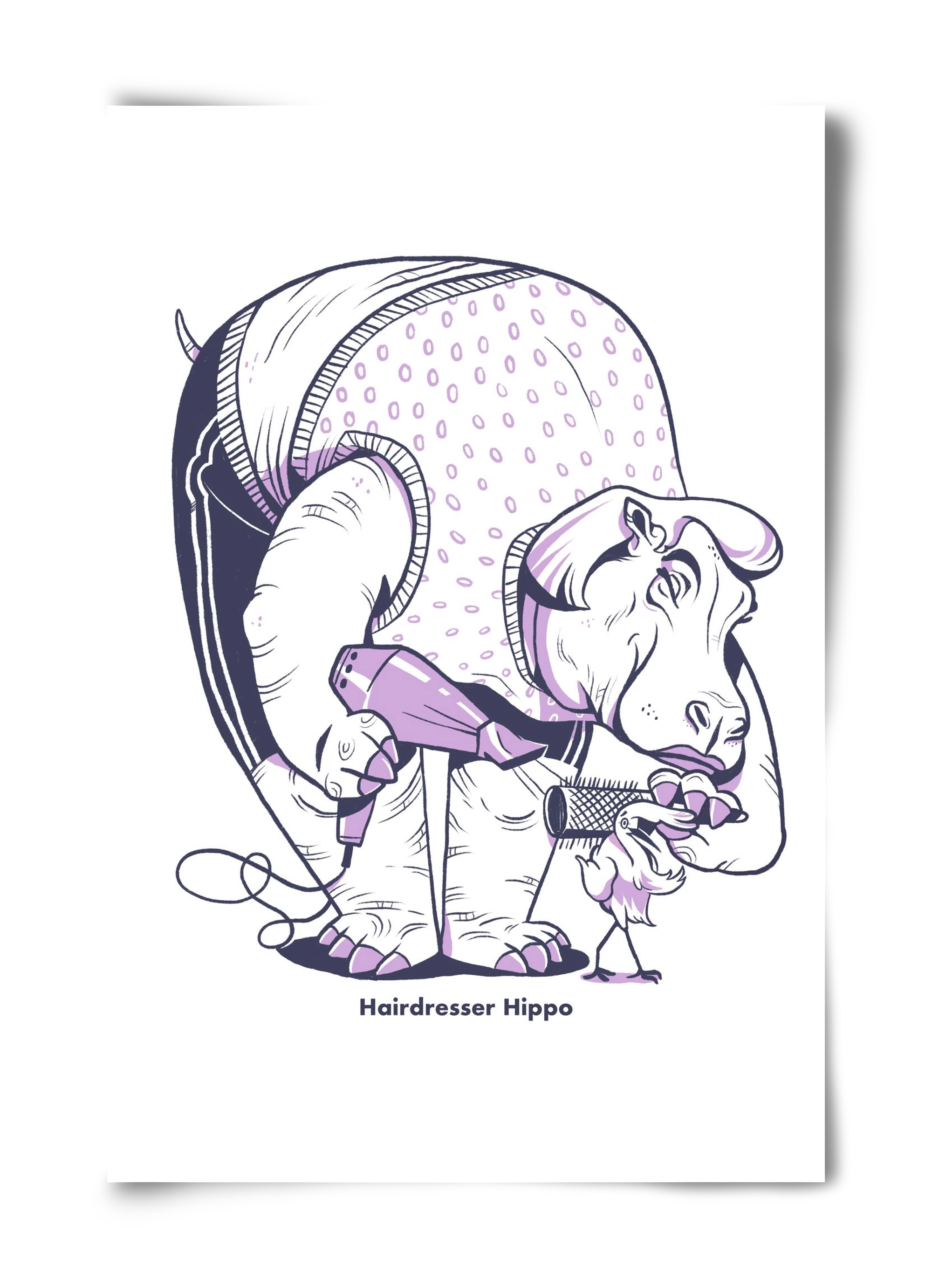 Hairdresser Hippo, 40x60 cm, Keret nélkül