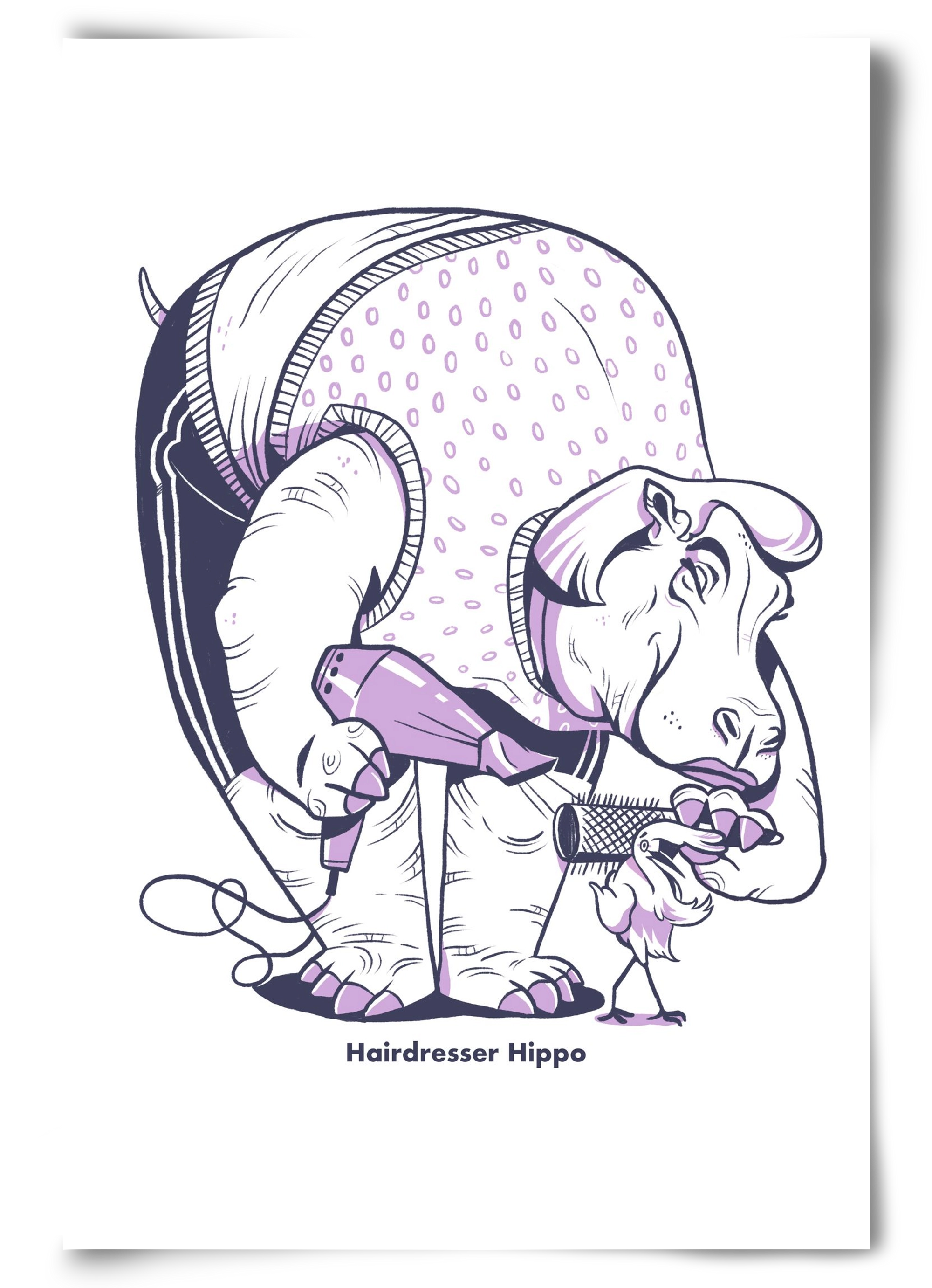 Hairdresser Hippo, 60x90 cm, Keret nélkül