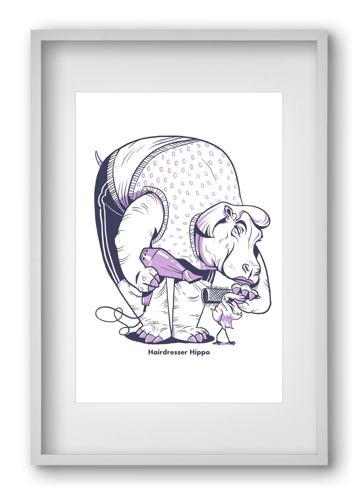 Hairdresser Hippo, 40x60 cm (30x45 cm), Fehér keret, paszpartuval