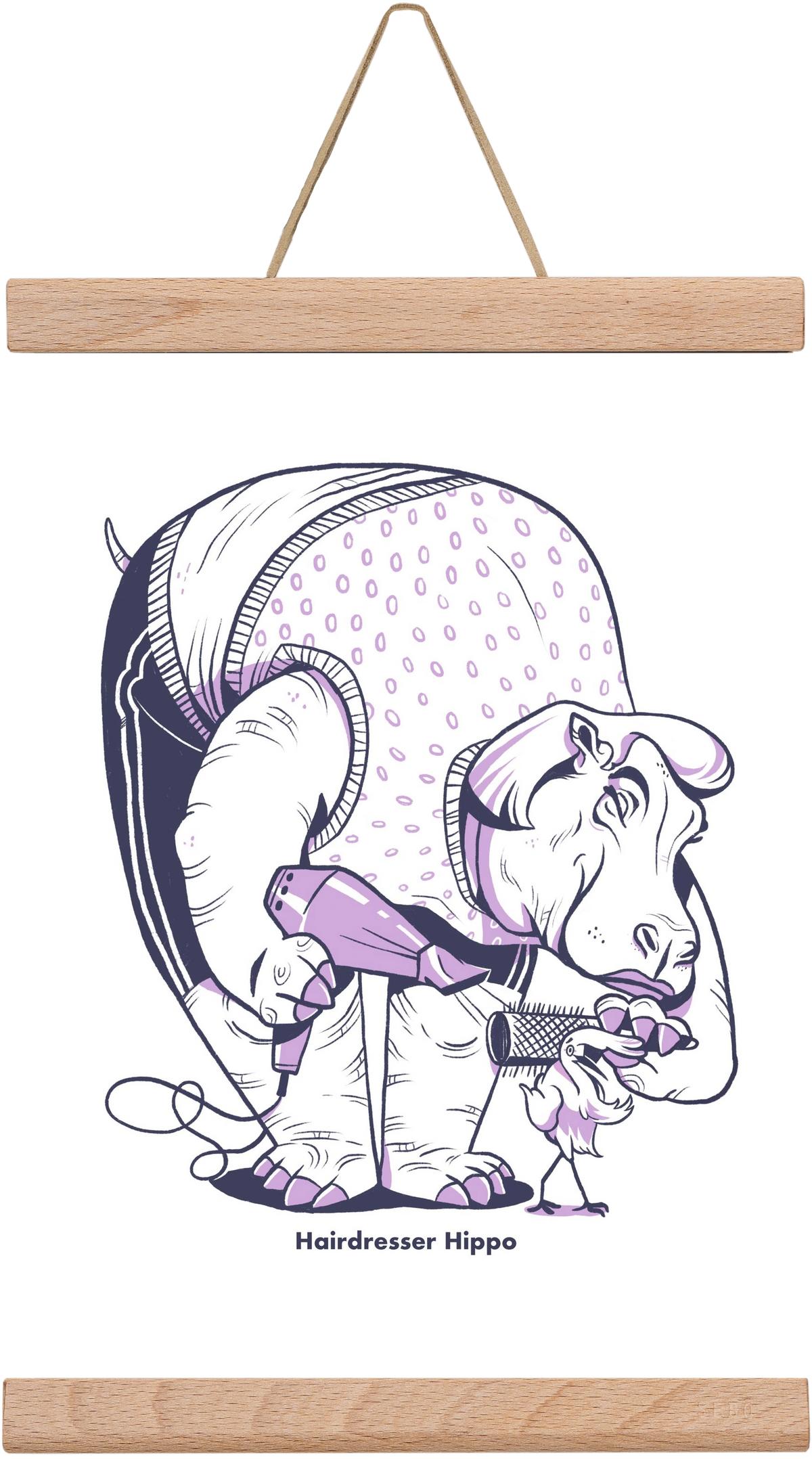 Hairdresser Hippo, 20x30 cm (20x30 cm), Tölgy akasztó