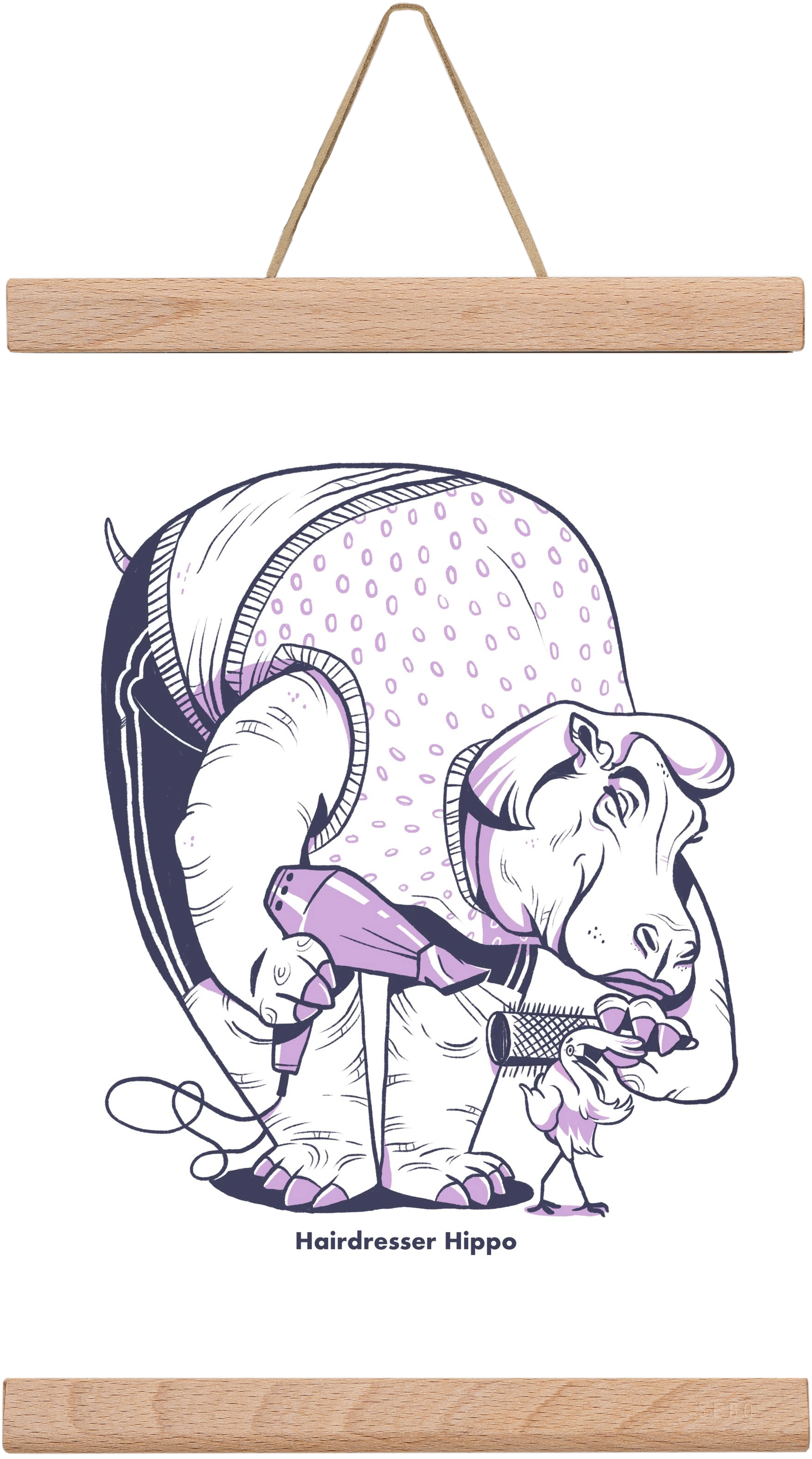 Hairdresser Hippo, 20x30 cm (20x30 cm), Tölgy akasztó