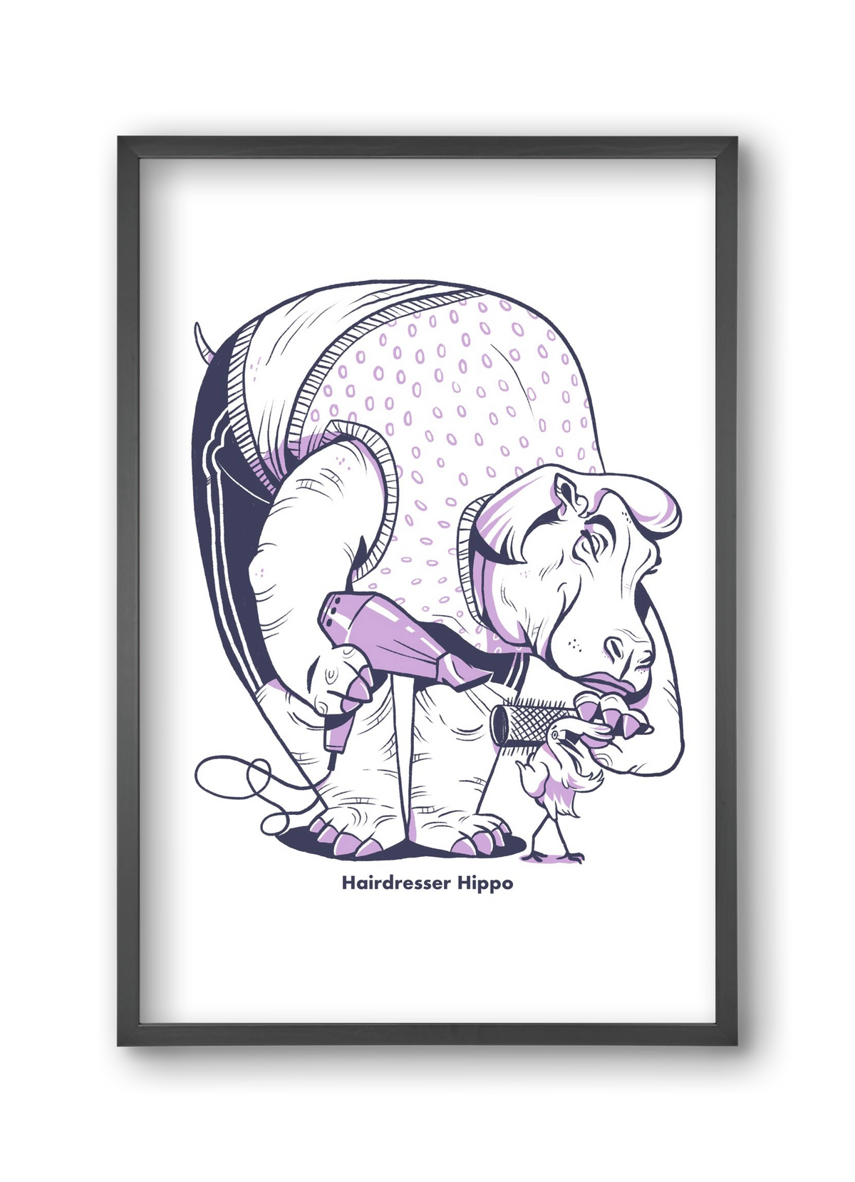 Hairdresser Hippo, 30x45 cm (30x45 cm), Fekete keret