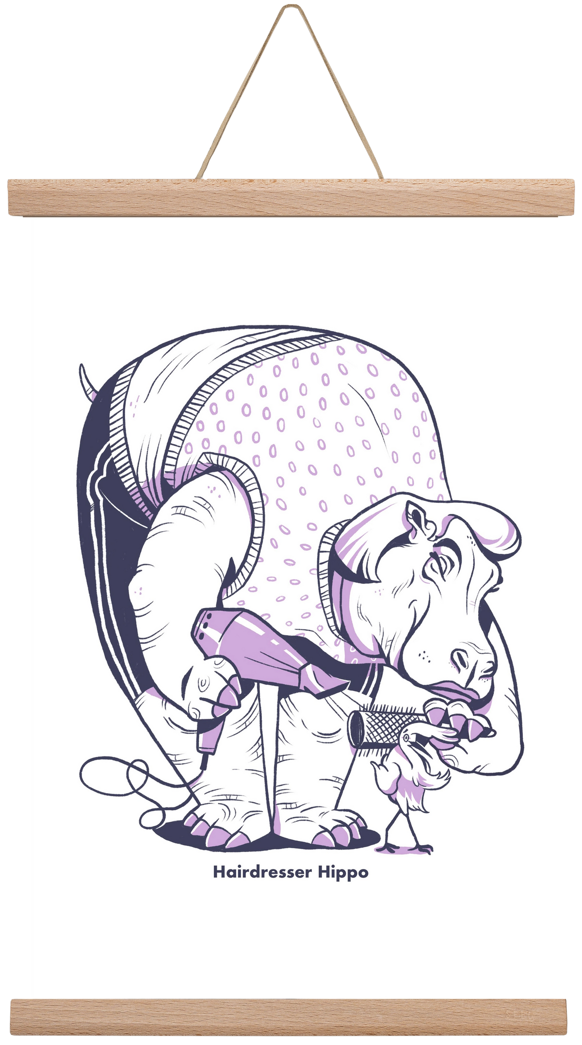 Hairdresser Hippo, 30x45 cm (30x45 cm), Tölgy akasztó