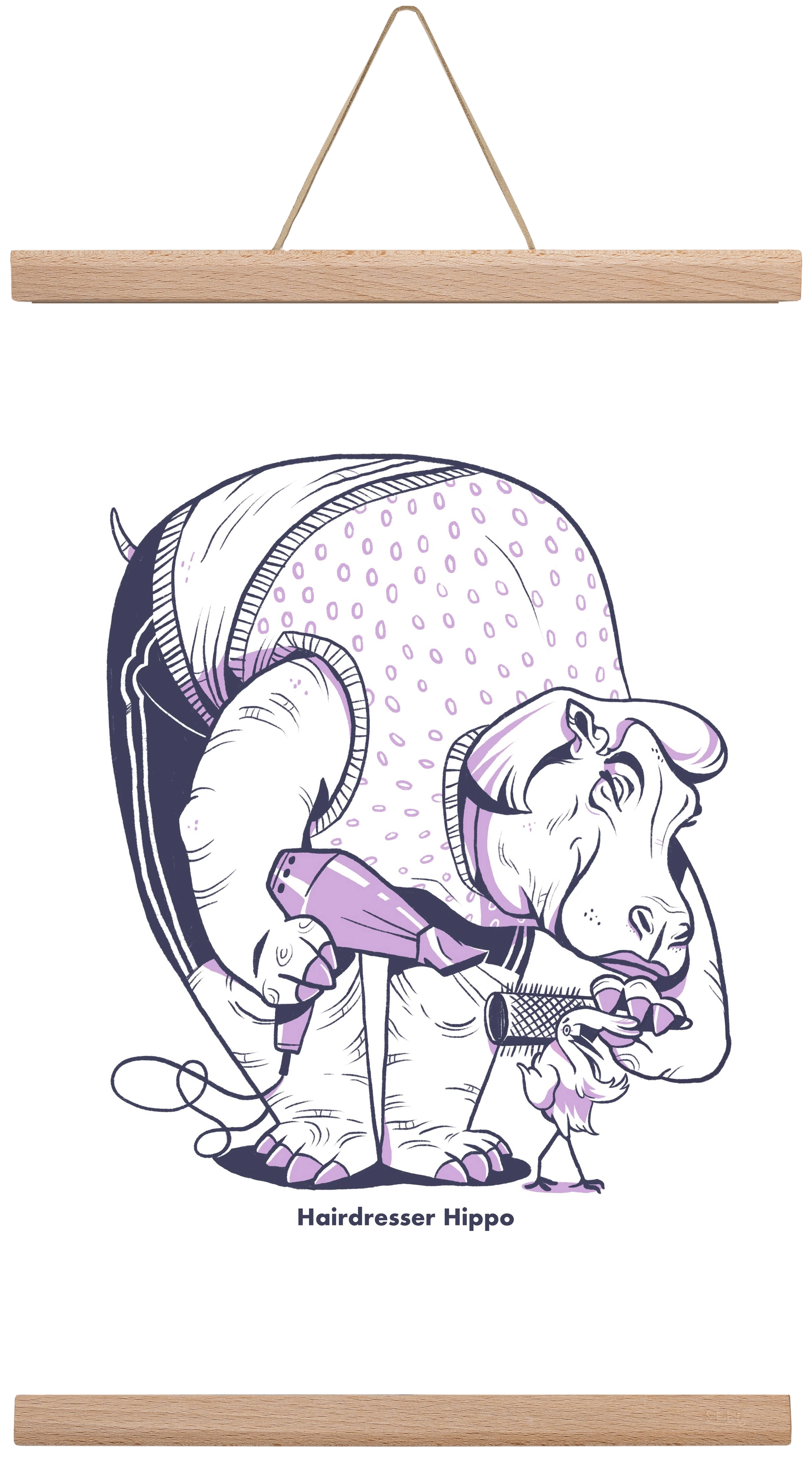 Hairdresser Hippo, 30x45 cm (30x45 cm), Tölgy akasztó