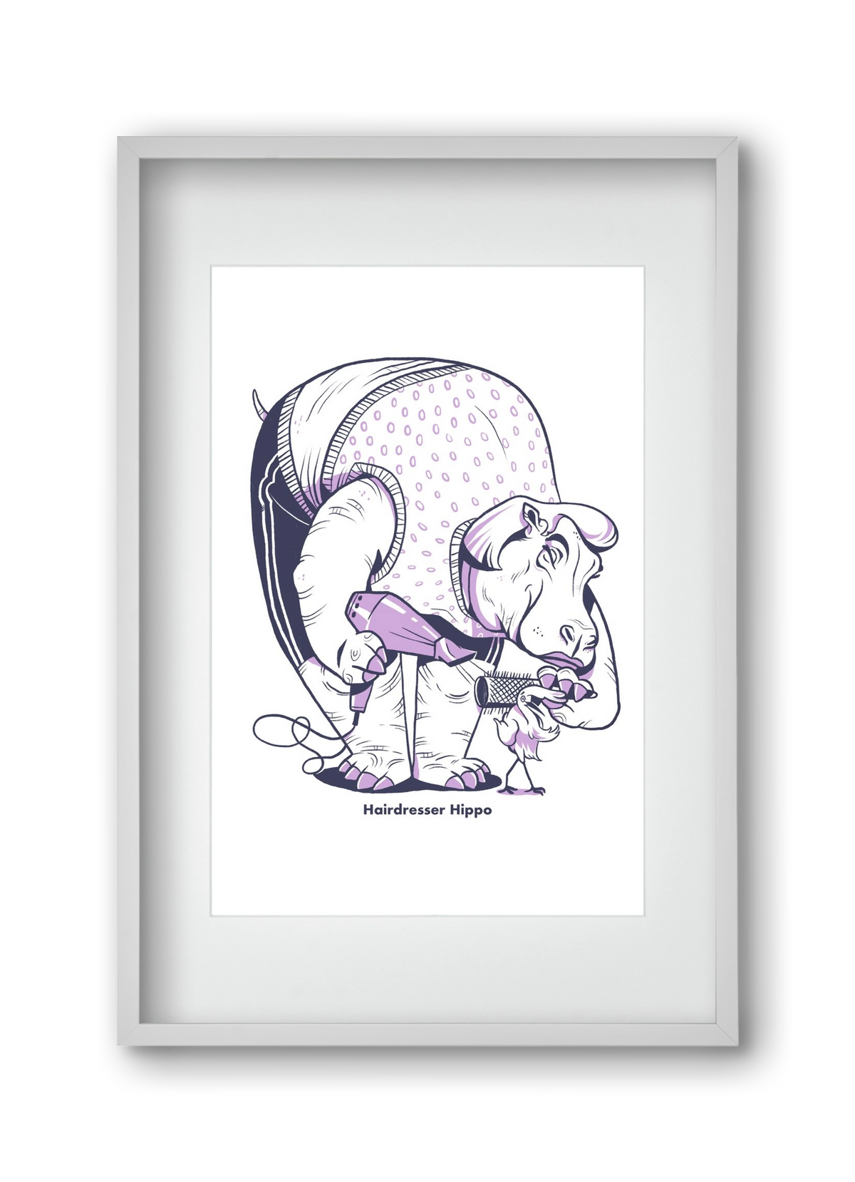 Hairdresser Hippo, 30x45 cm (20x30 cm), Fehér keret, paszpartuval