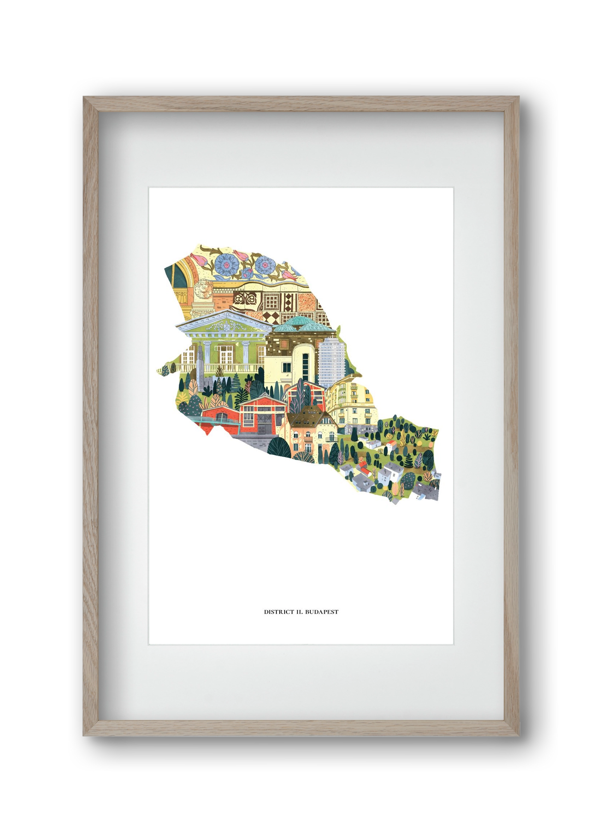 II. kerület, 30x45 cm (20x30 cm), Tölgy keret, paszpartuval