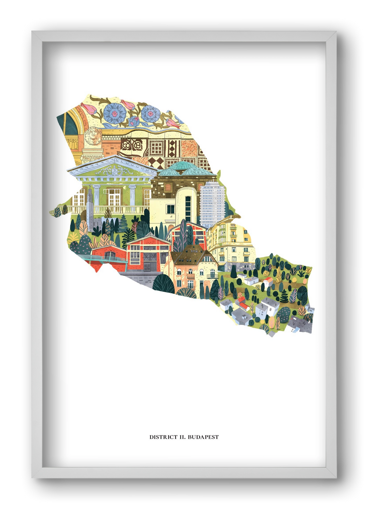 II. kerület, 40x60 cm (40x60 cm), Fehér keret