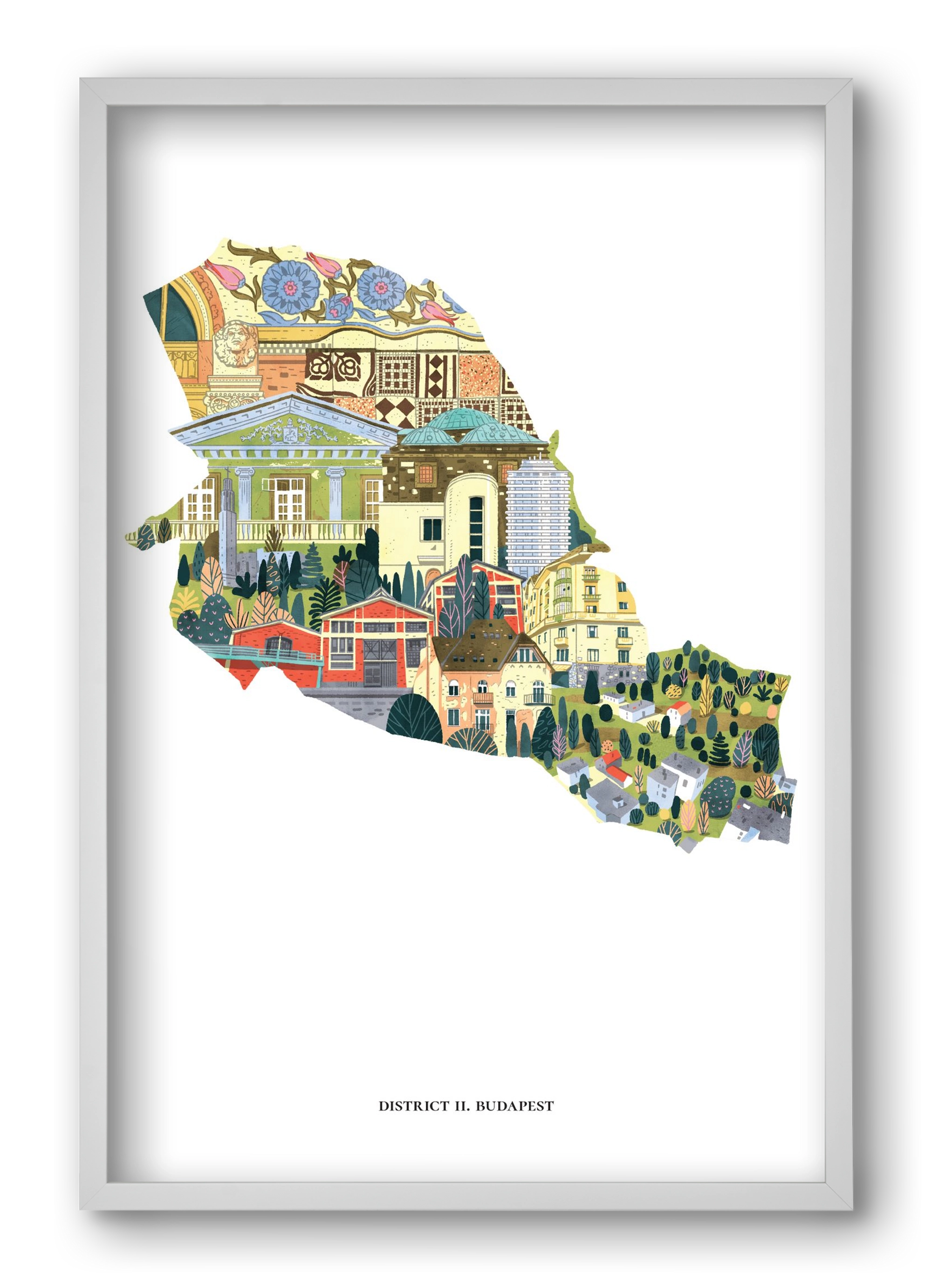 II. kerület, 40x60 cm (40x60 cm), Fehér keret