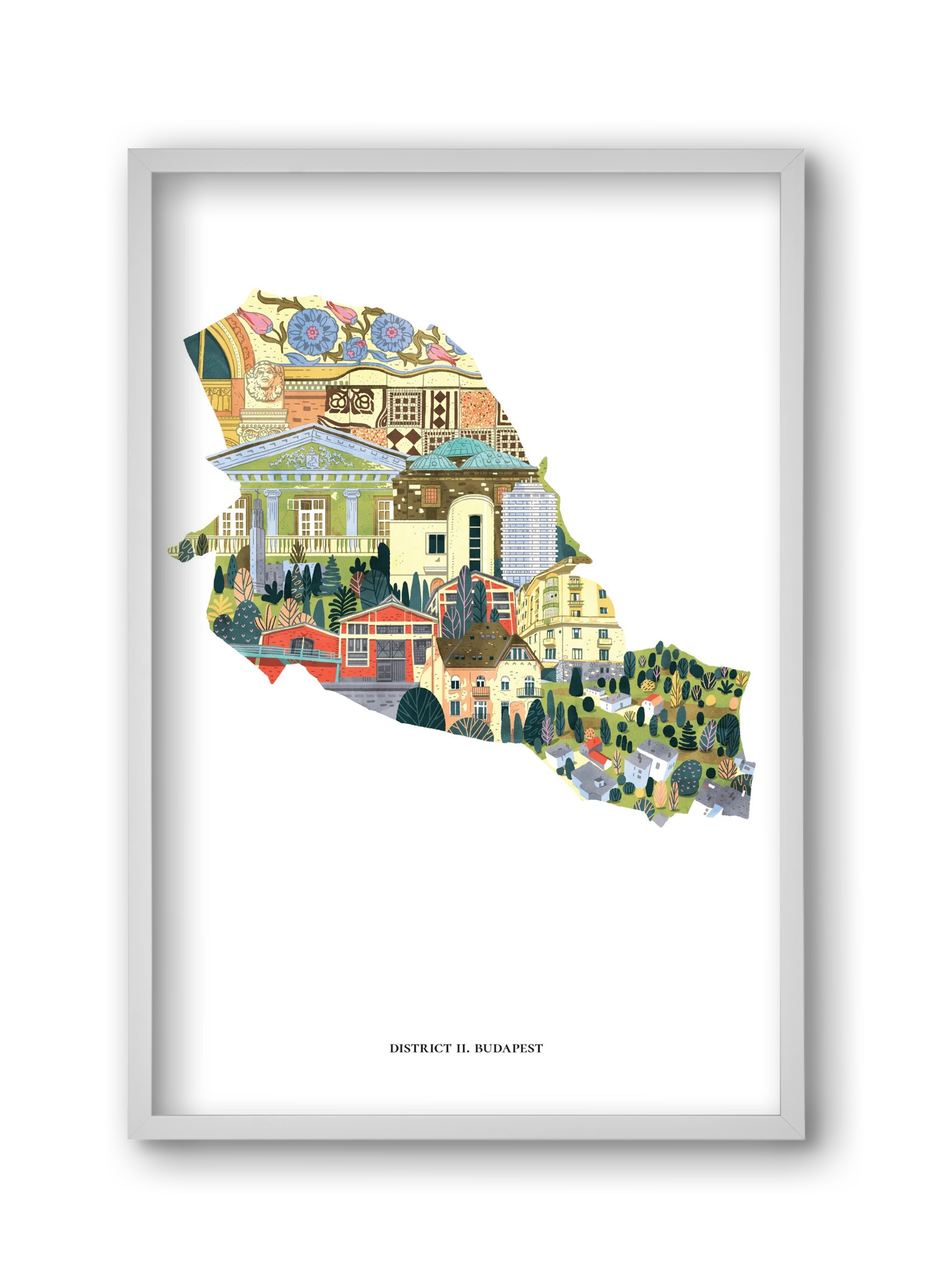 II. kerület, 30x45 cm (30x45 cm), Fehér keret