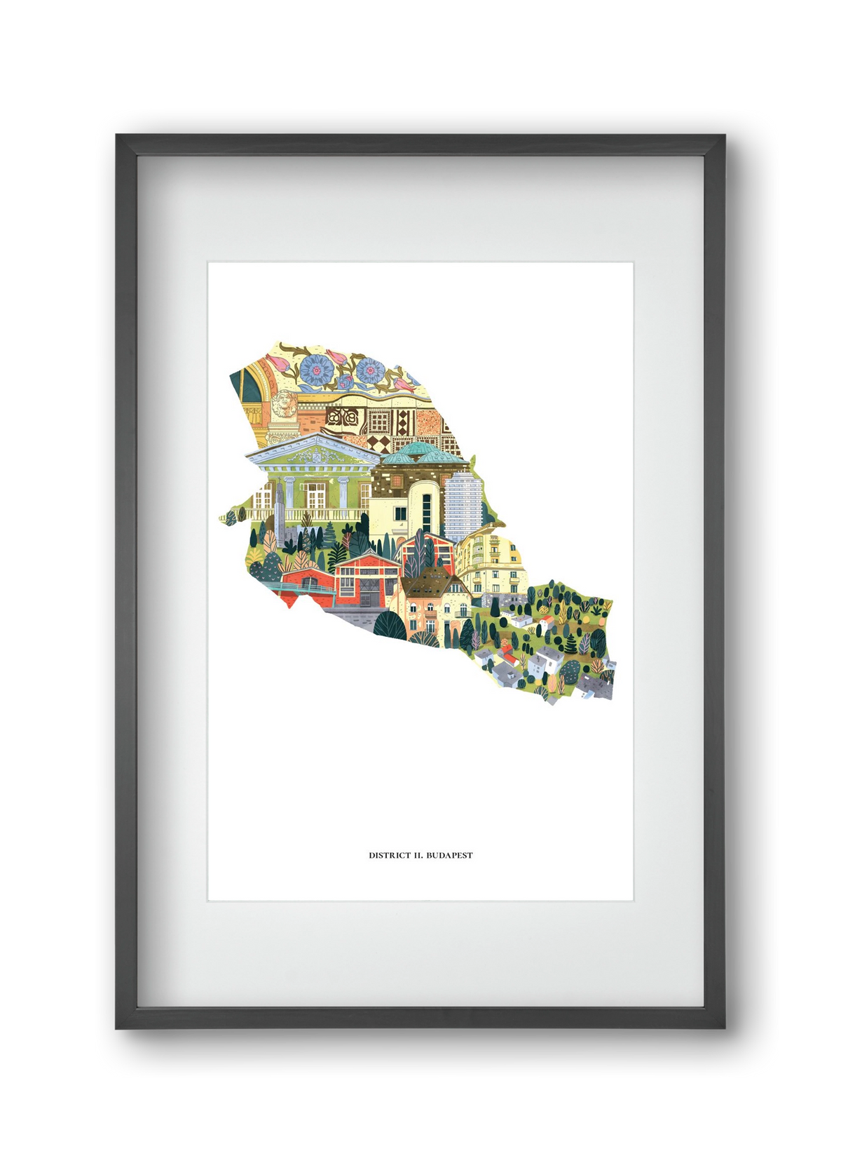 II. kerület, 30x45 cm (20x30 cm), Fekete keret, paszpartuval