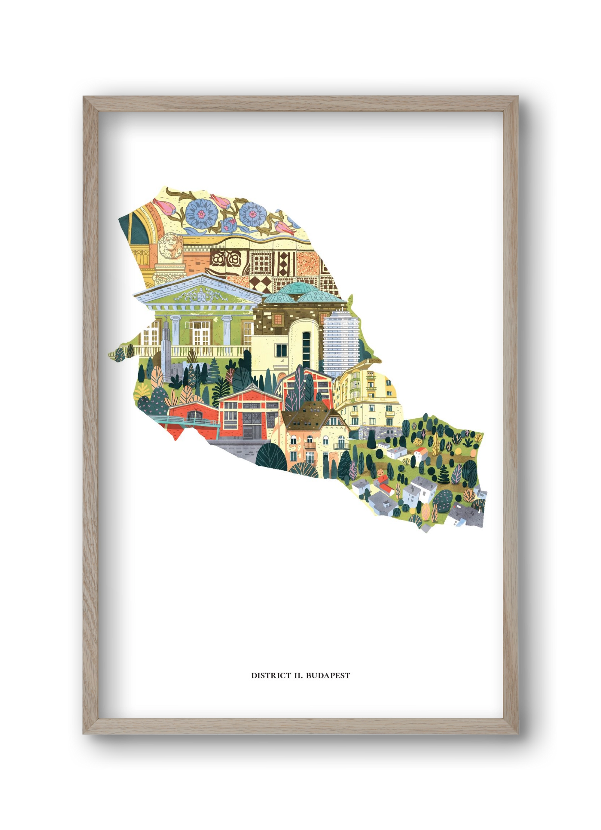 II. kerület, 30x45 cm (30x45 cm), Tölgy keret