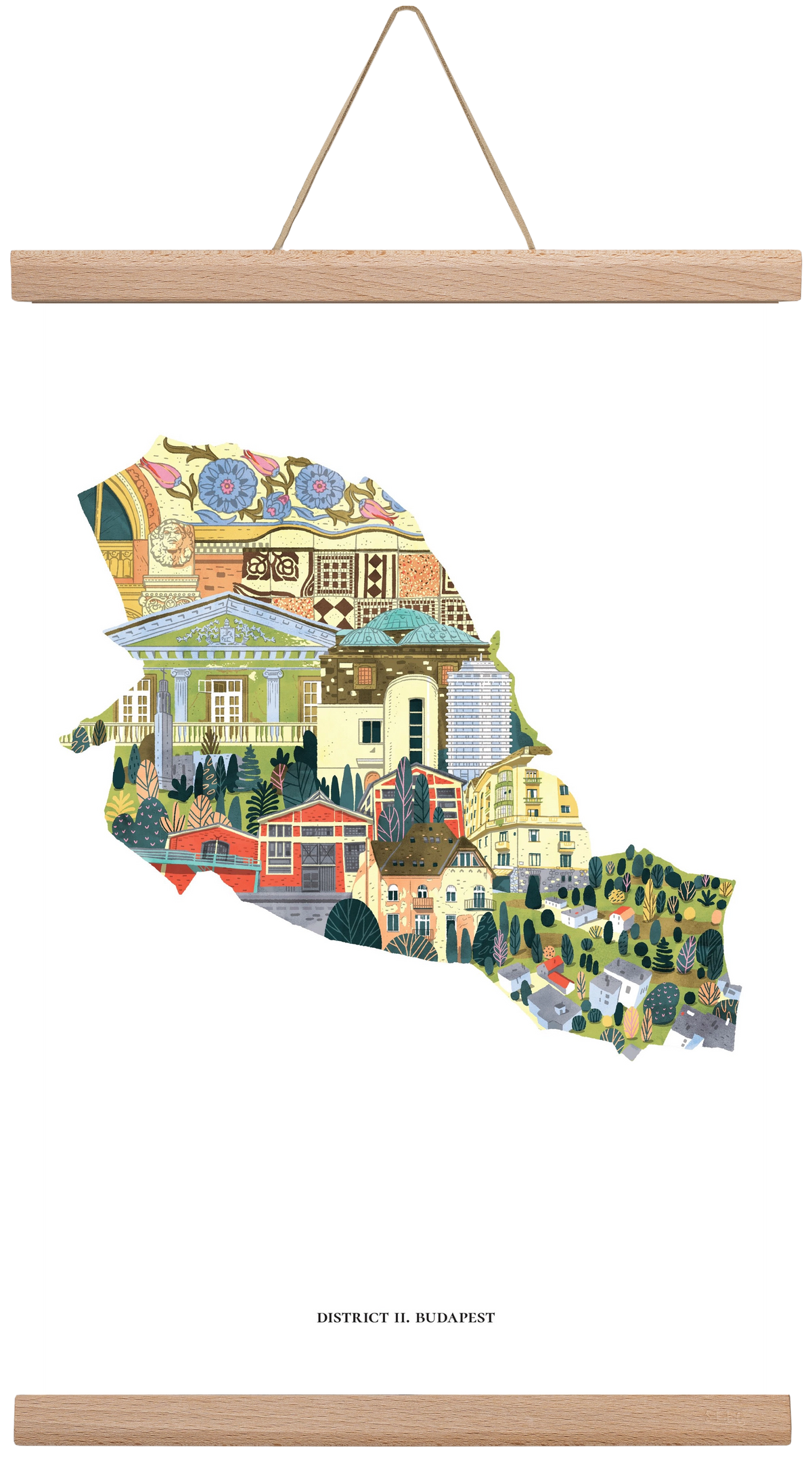 II. kerület, 30x45 cm (30x45 cm), Tölgy akasztó