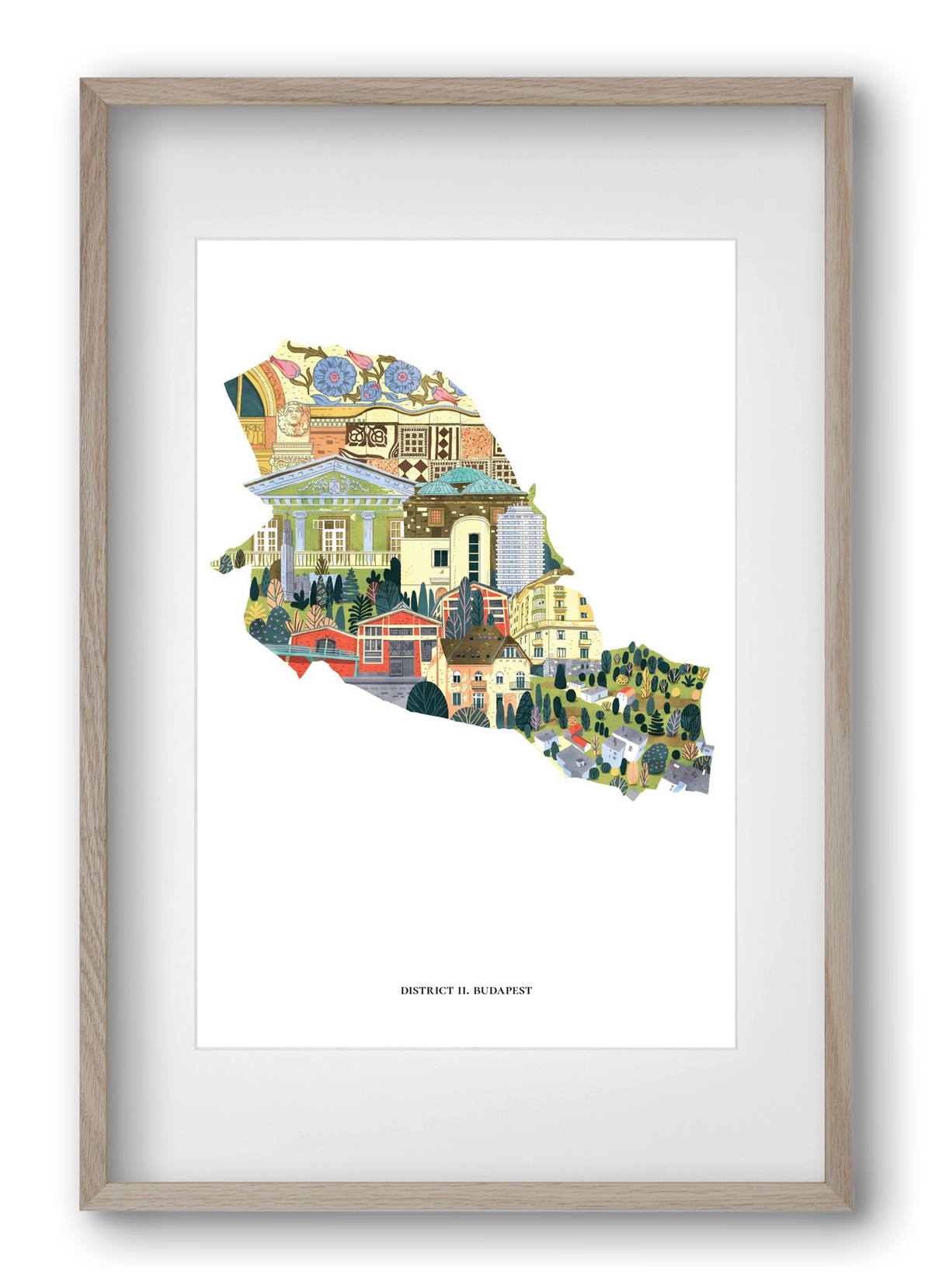 II. kerület, 40x60 cm (30x45 cm), Tölgy keret, paszpartuval