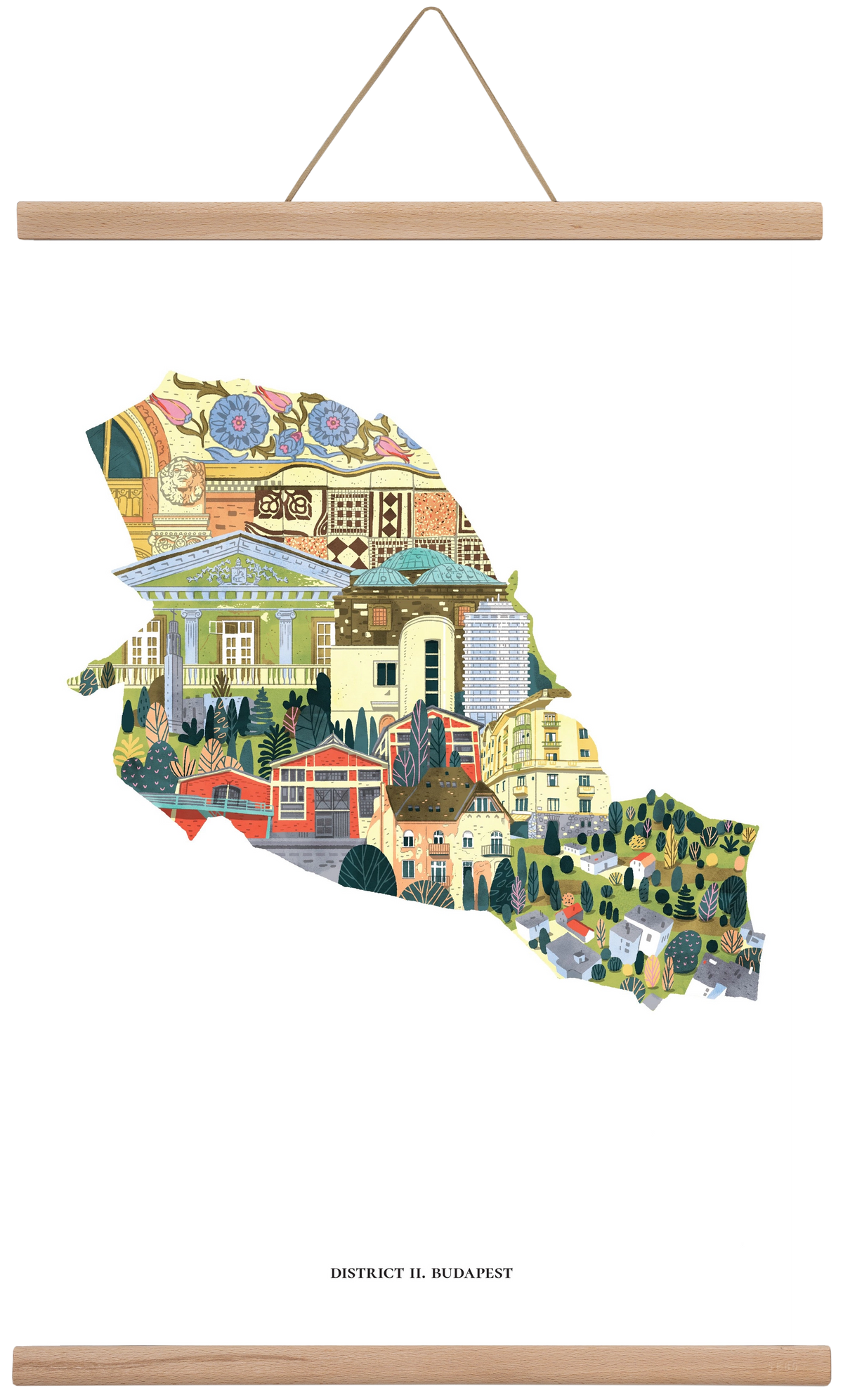 II. kerület, 40x60 cm (40x60 cm), Tölgy akasztó