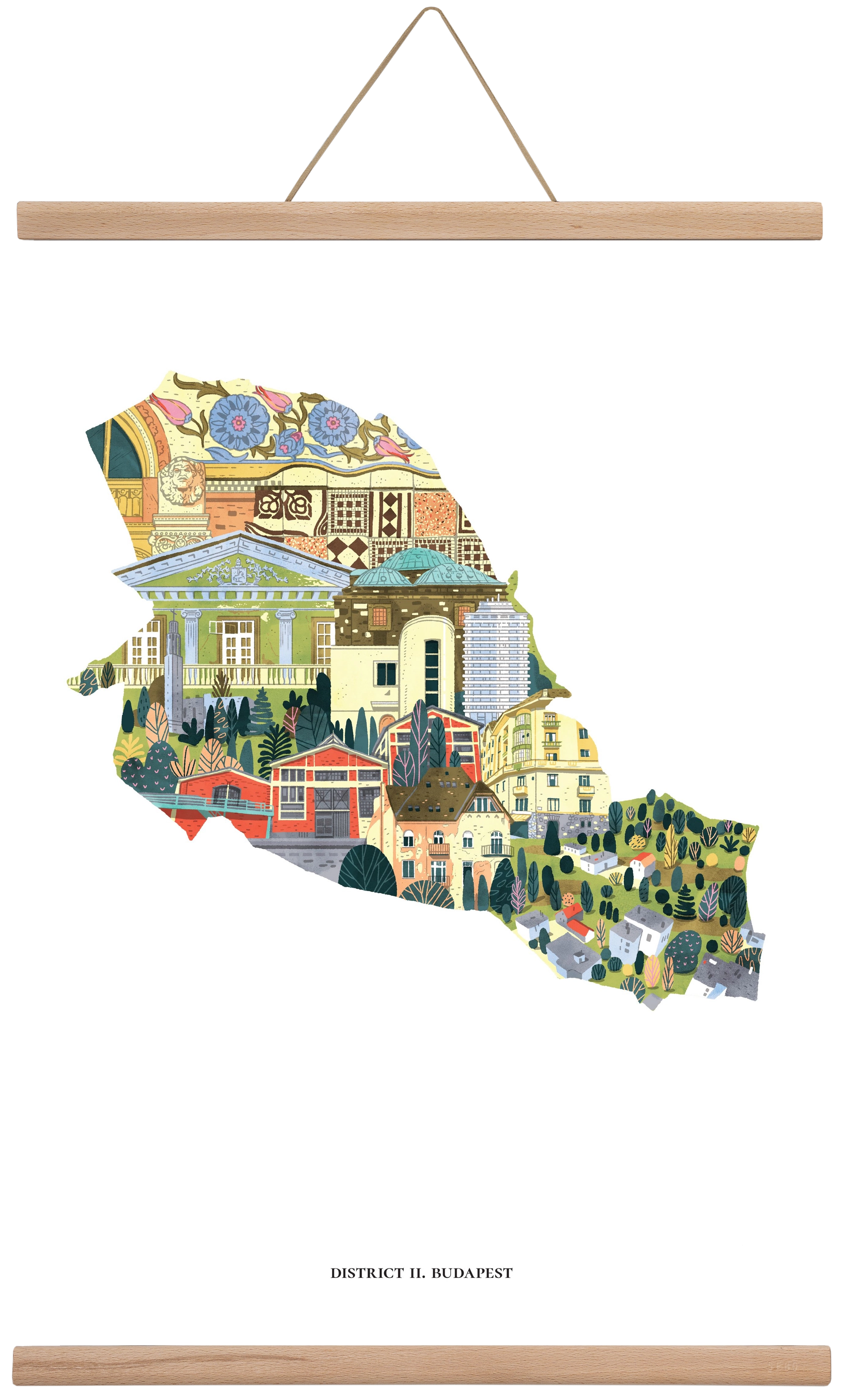 II. kerület, 40x60 cm (40x60 cm), Tölgy akasztó