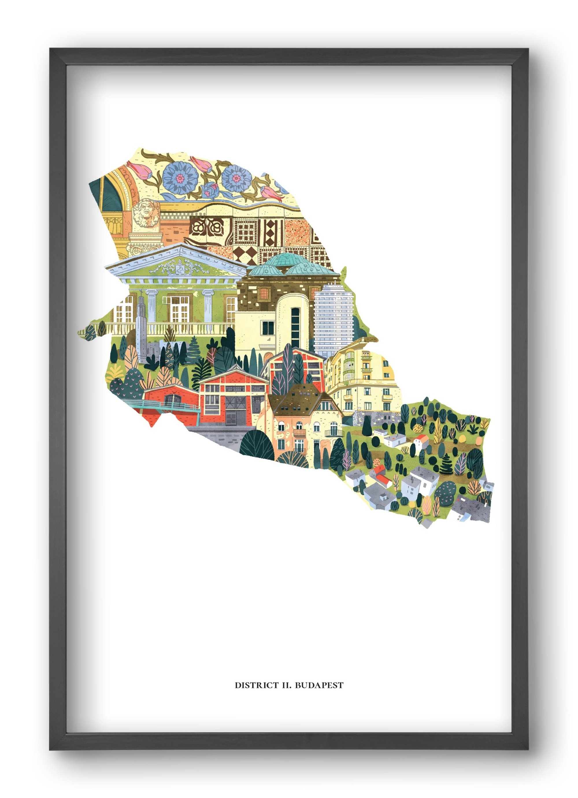 II. kerület, 40x60 cm (40x60 cm), Fekete keret