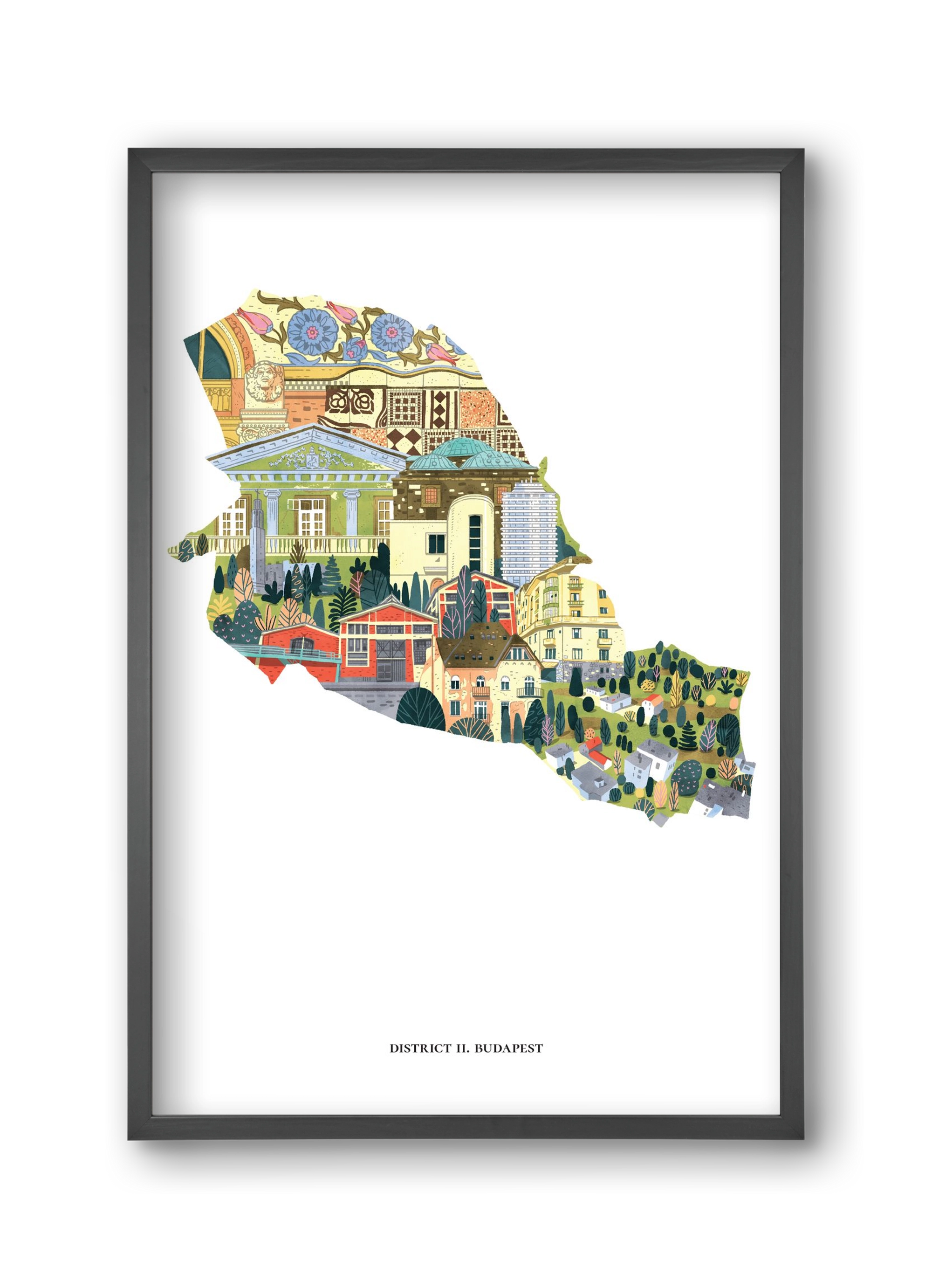 II. kerület, 30x45 cm (30x45 cm), Fekete keret