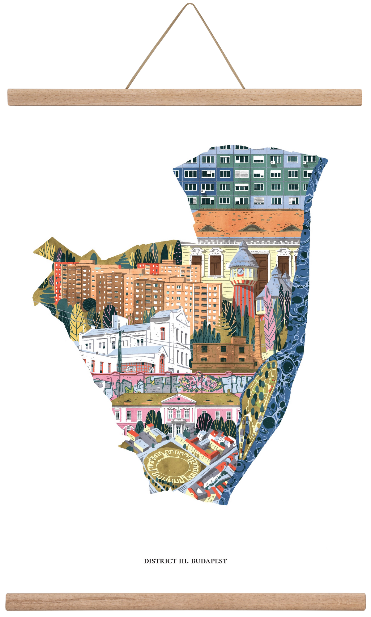 III. kerület, 40x60 cm (40x60 cm), Tölgy akasztó