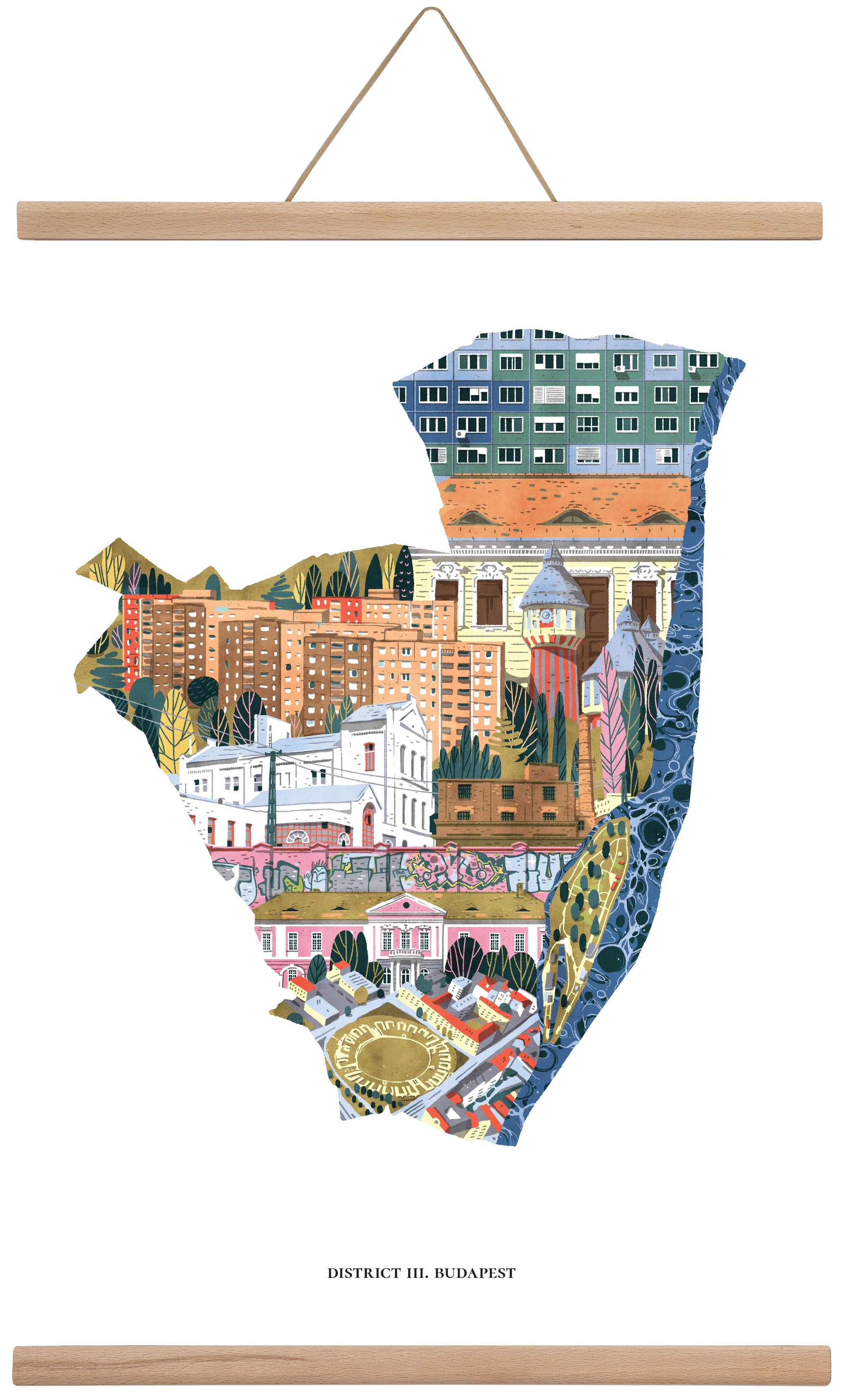 III. kerület, 40x60 cm (40x60 cm), Tölgy akasztó