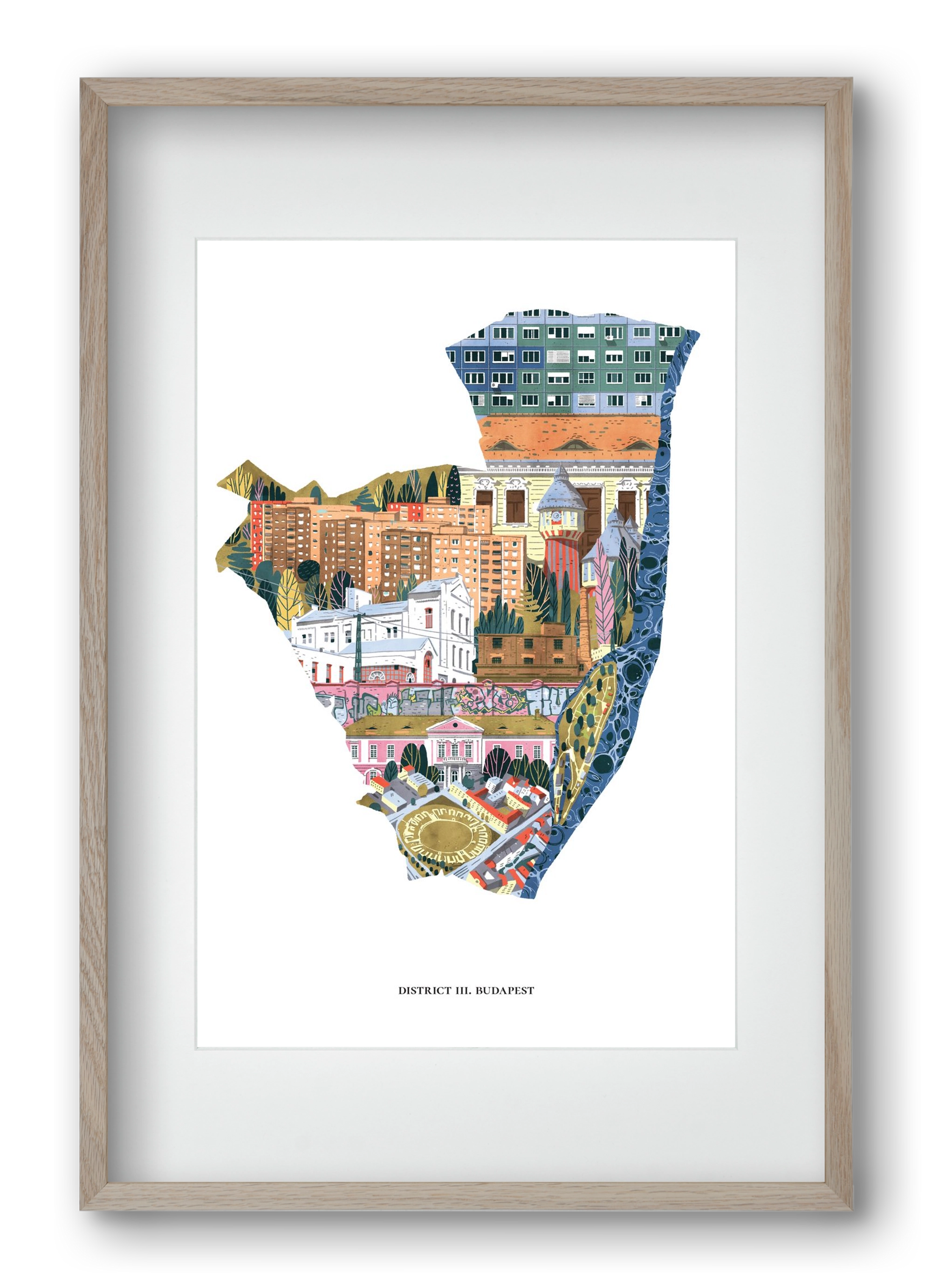 III. kerület, 40x60 cm (30x45 cm), Tölgy keret, paszpartuval