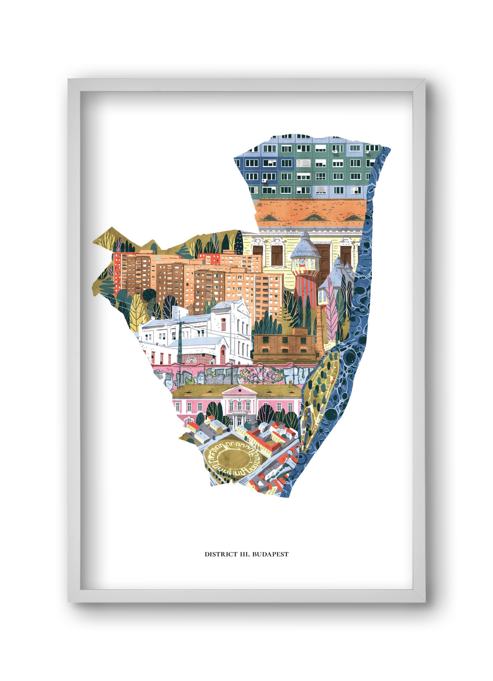 III. kerület, 30x45 cm (30x45 cm), Fehér keret