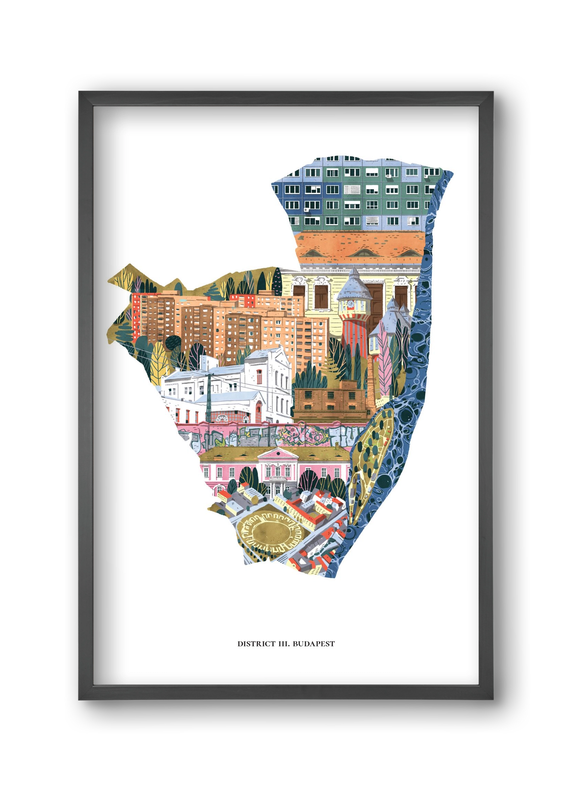 III. kerület, 30x45 cm (30x45 cm), Fekete keret