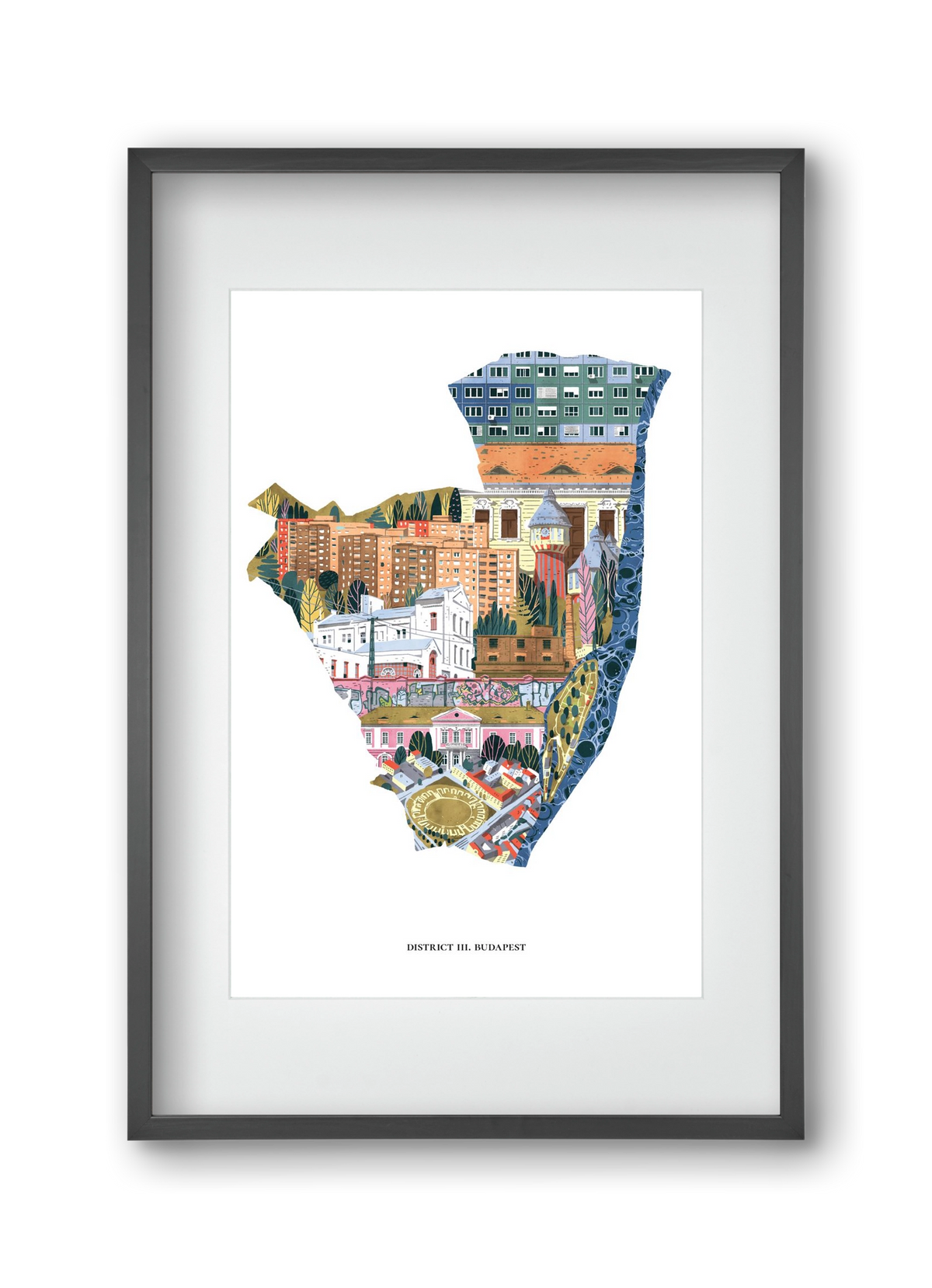 III. kerület, 30x45 cm (20x30 cm), Fekete keret, paszpartuval