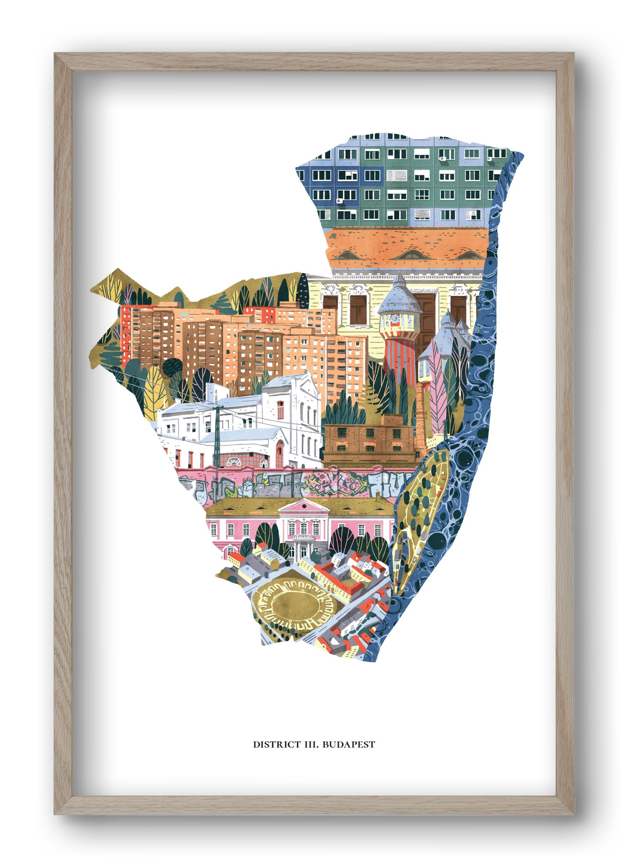 III. kerület, 40x60 cm (40x60 cm), Tölgy keret