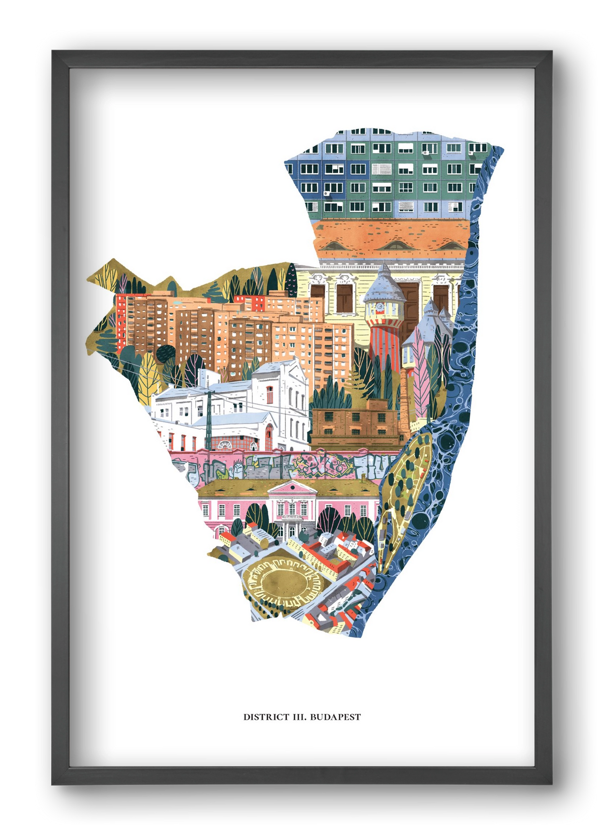 III. kerület, 40x60 cm (40x60 cm), Fekete keret