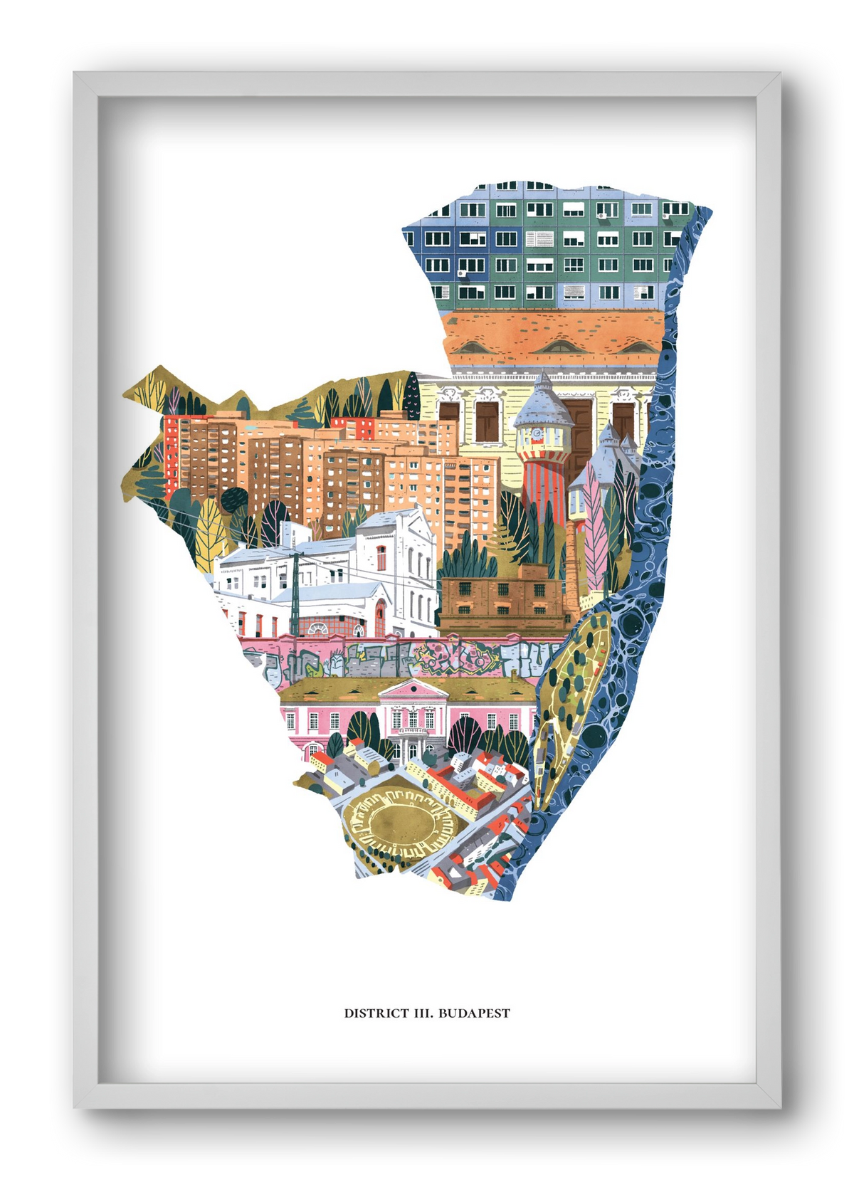 III. kerület, 40x60 cm (40x60 cm), Fehér keret