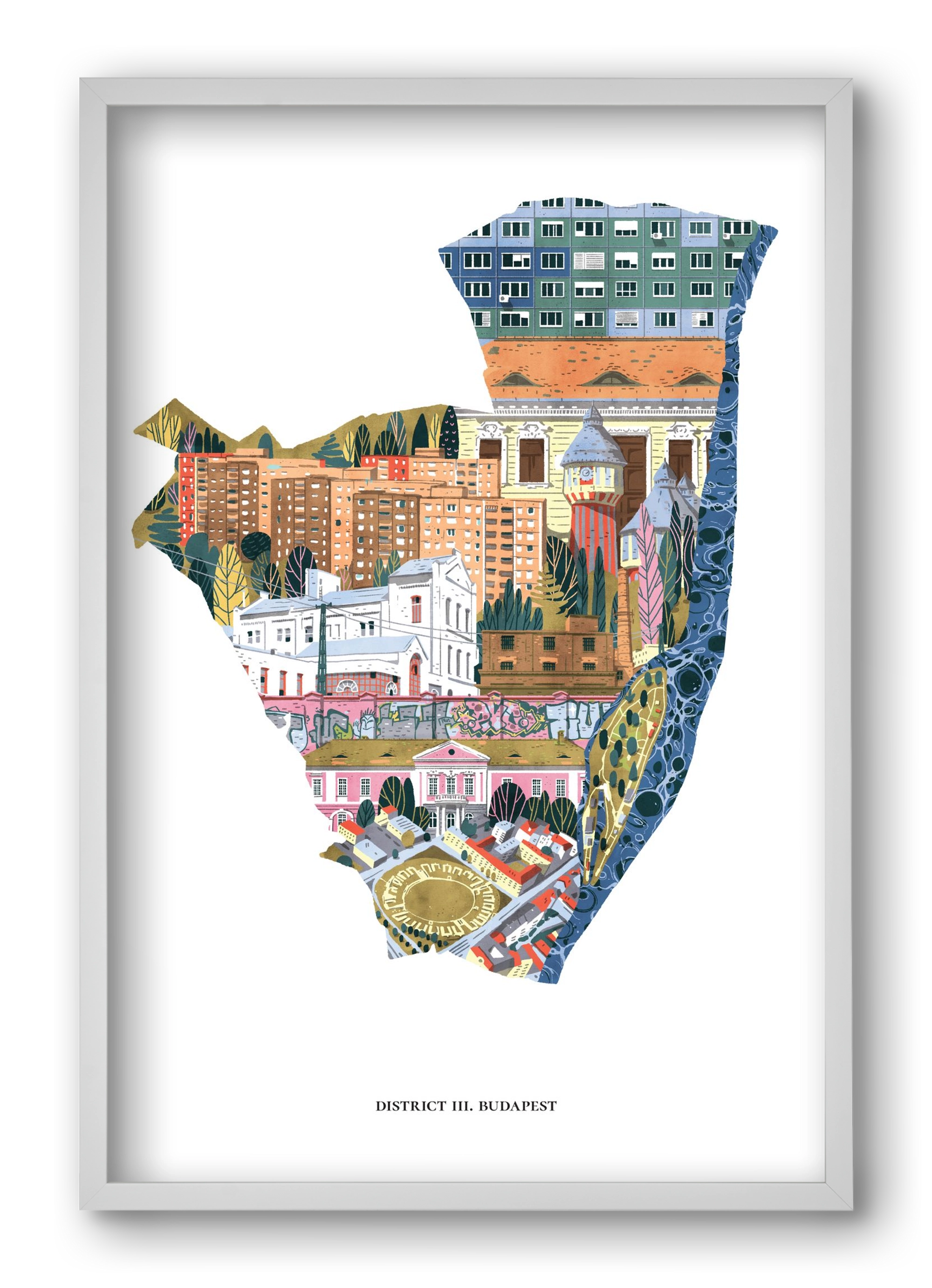 III. kerület, 40x60 cm (40x60 cm), Fehér keret